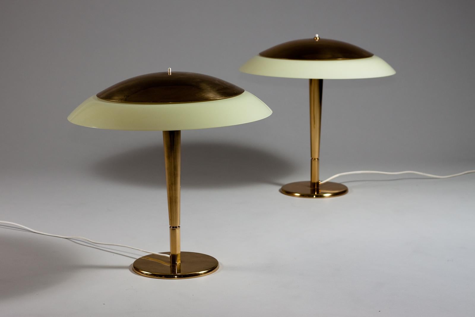 Paavo Tynell, pair of 1940/50's brass desk lamps, Taito Oy 9