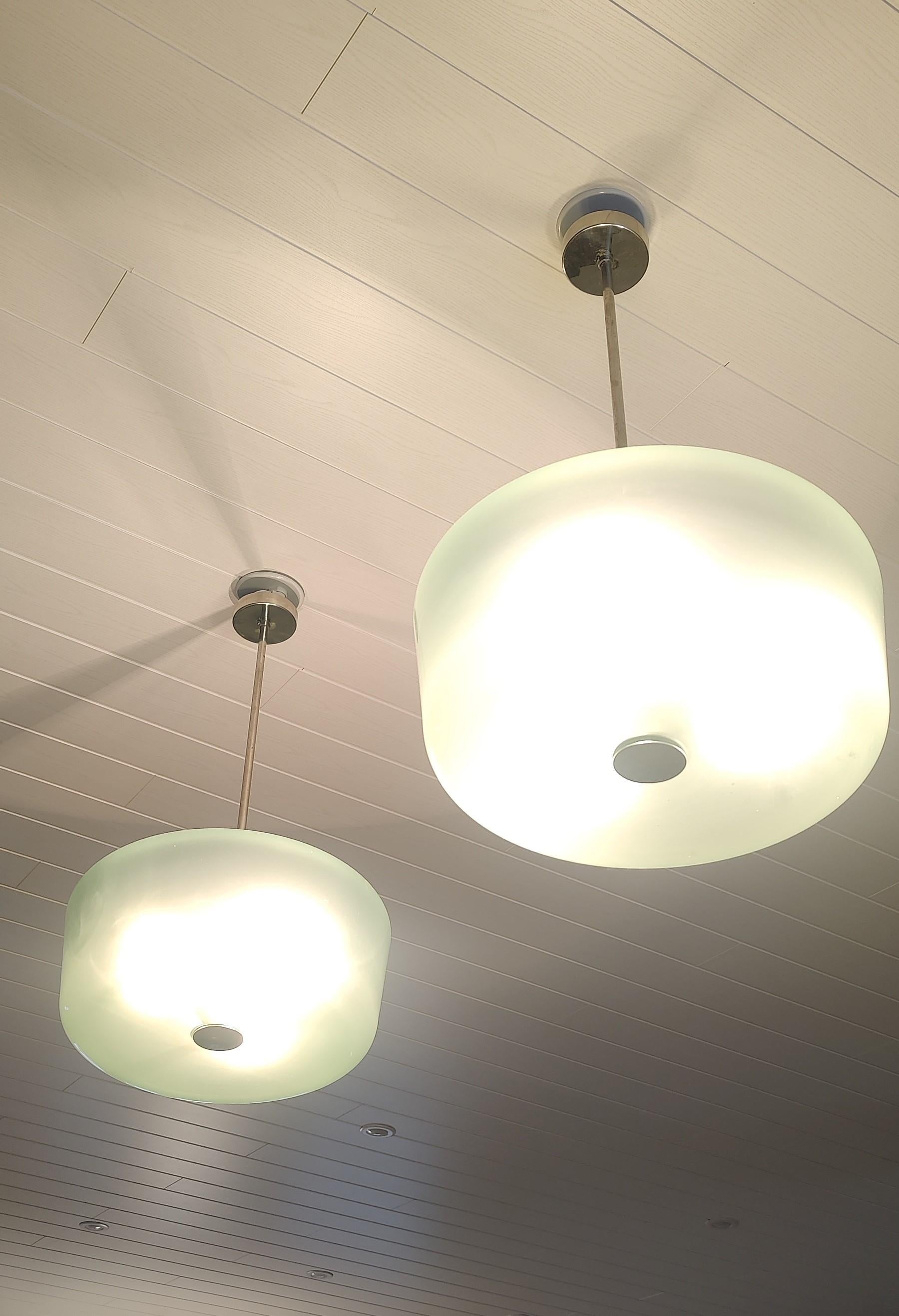 Paavo Tynell Pair of Green Unique Ceiling Lamps For Sale 2