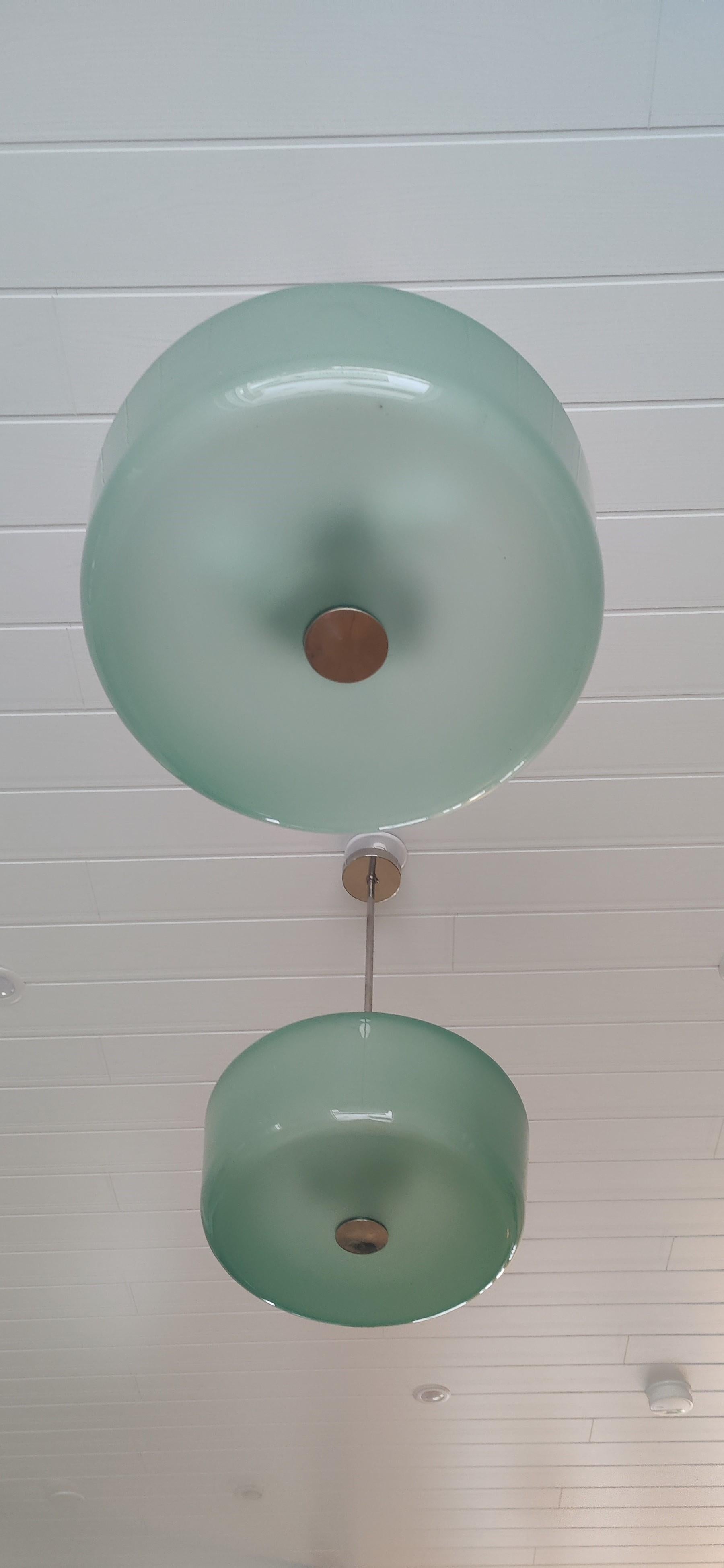 Paavo Tynell Pair of Green Unique Ceiling Lamps For Sale 3