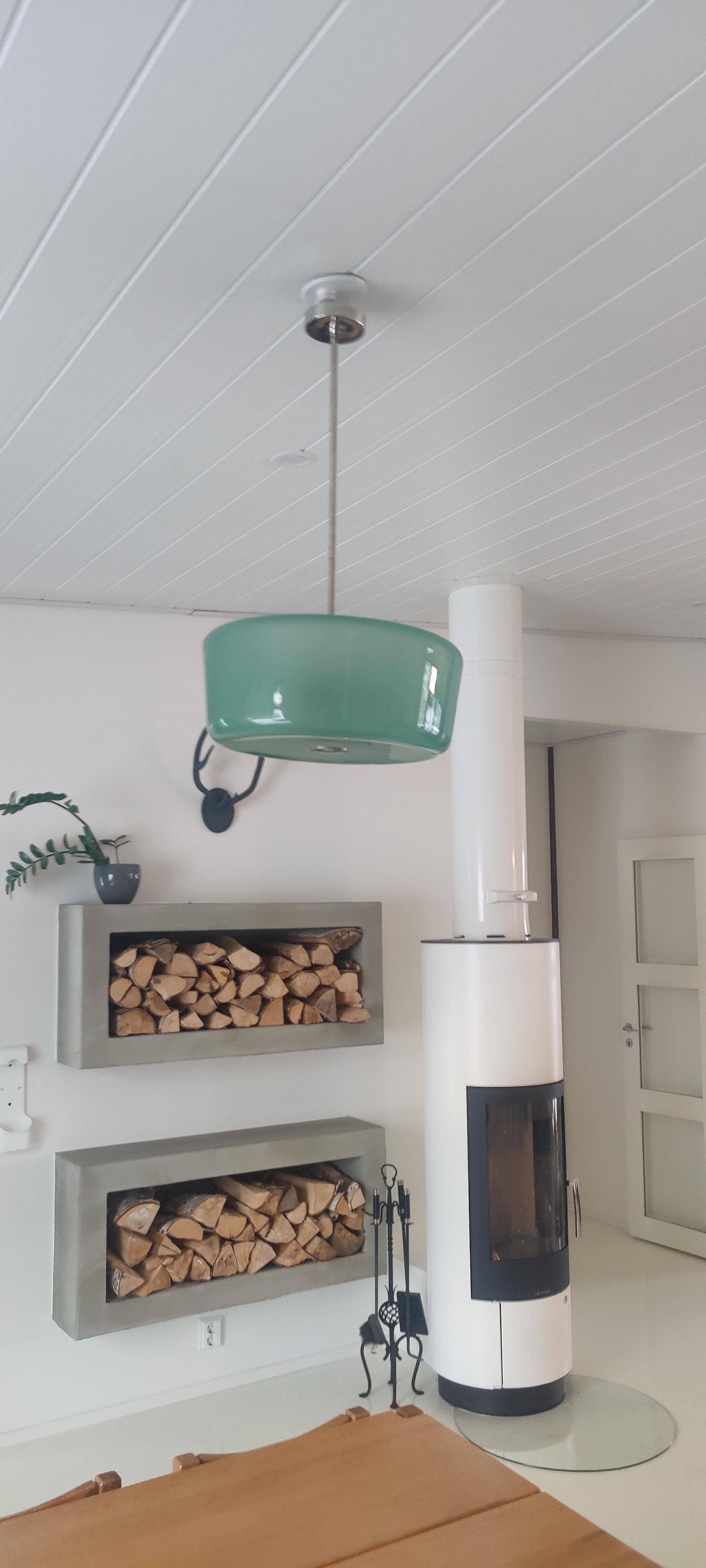 Paavo Tynell Pair of Green Unique Ceiling Lamps For Sale 4