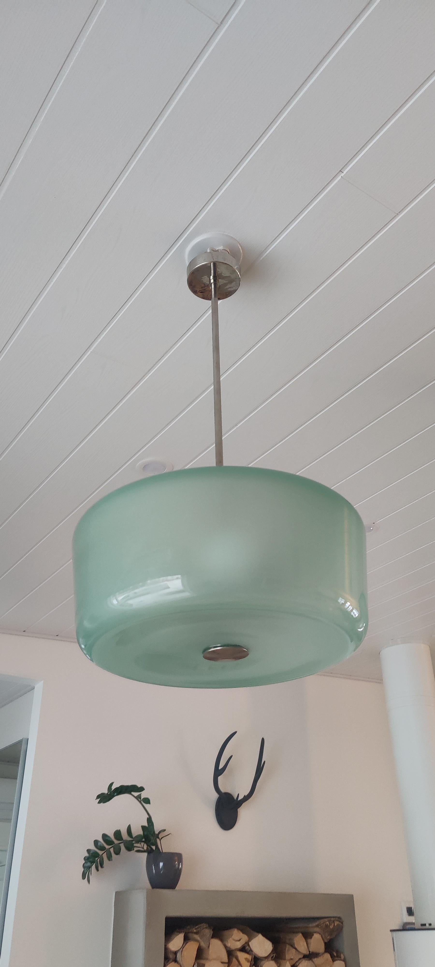Paavo Tynell Pair of Green Unique Ceiling Lamps For Sale 5