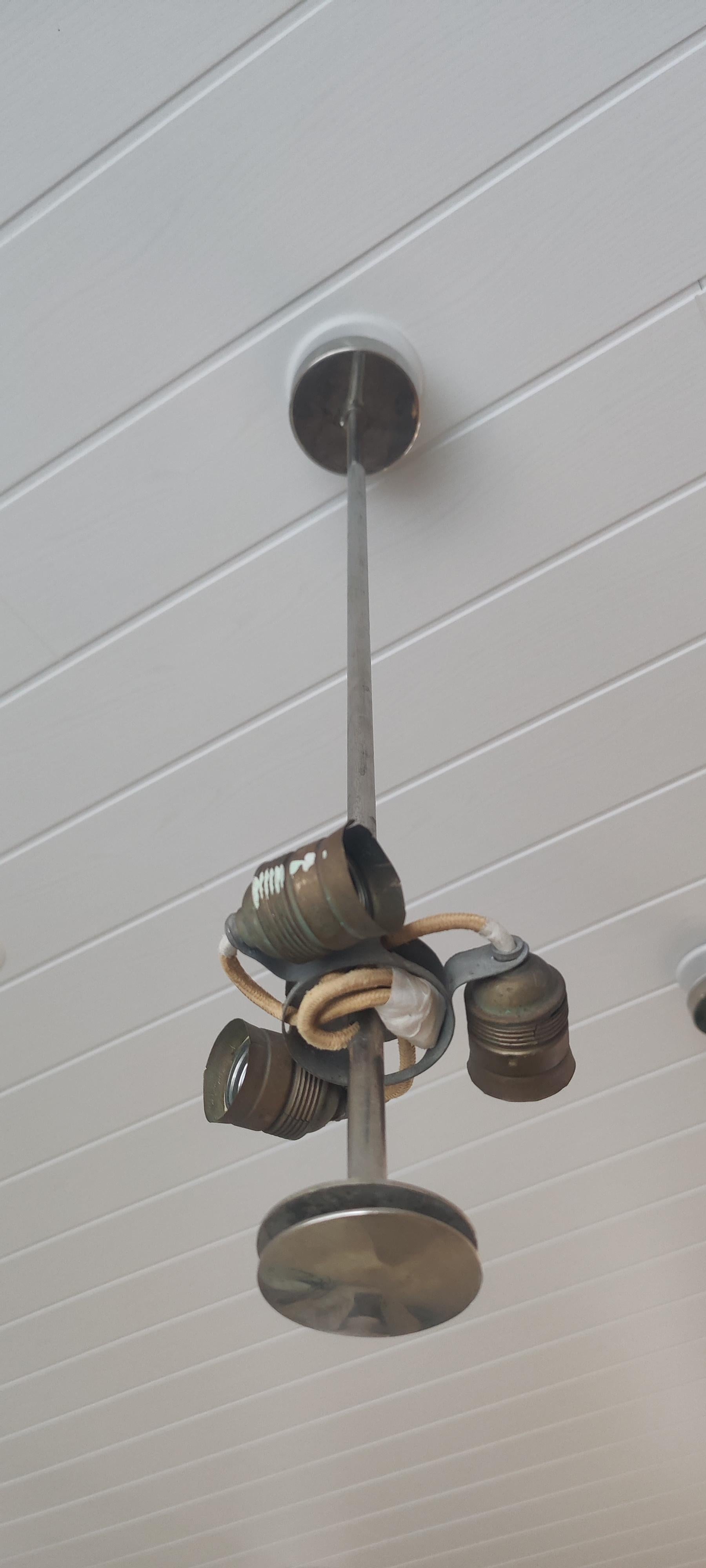 Mid-20th Century Paavo Tynell Pair of Green Unique Ceiling Lamps For Sale