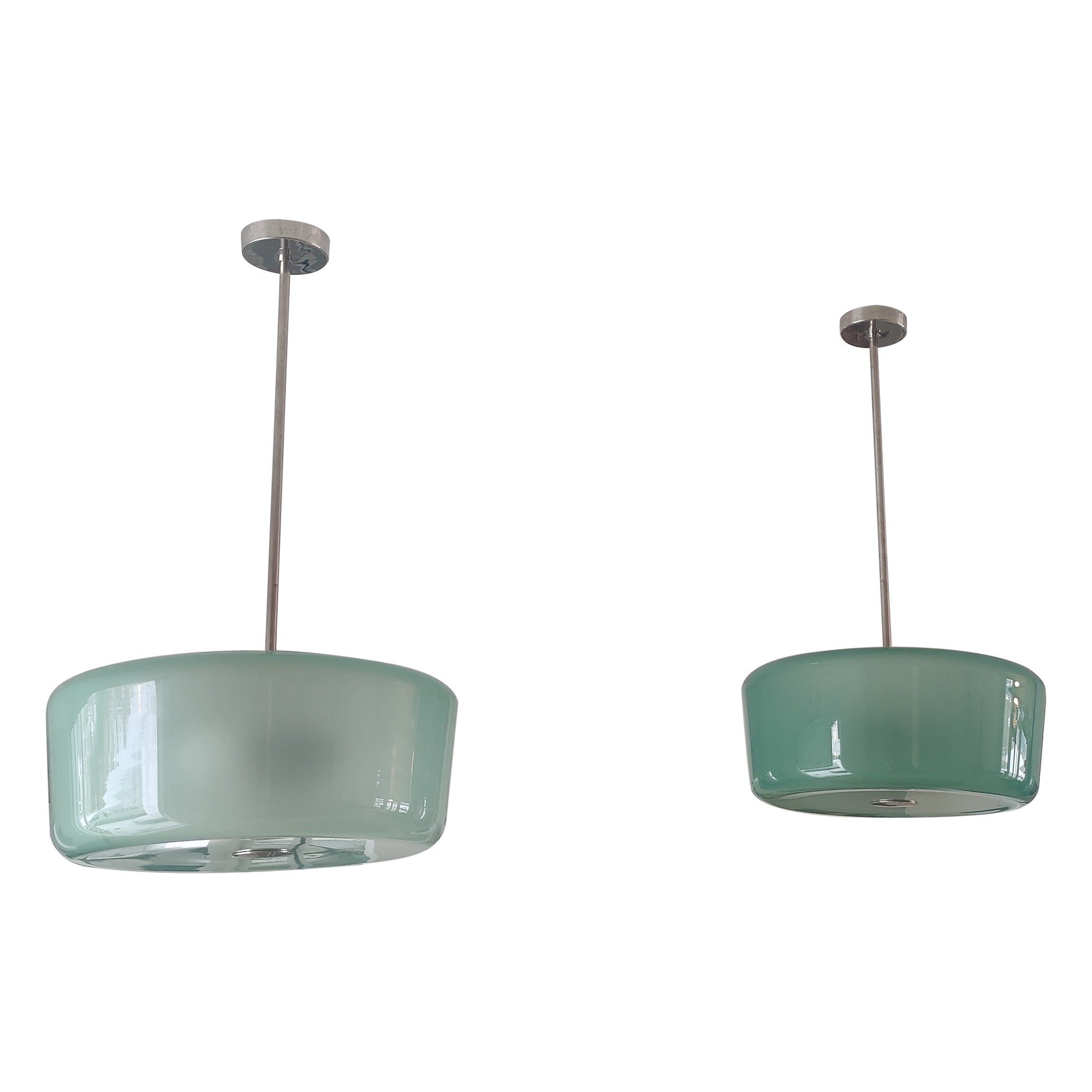 Paavo Tynell Pair of Green Unique Ceiling Lamps For Sale