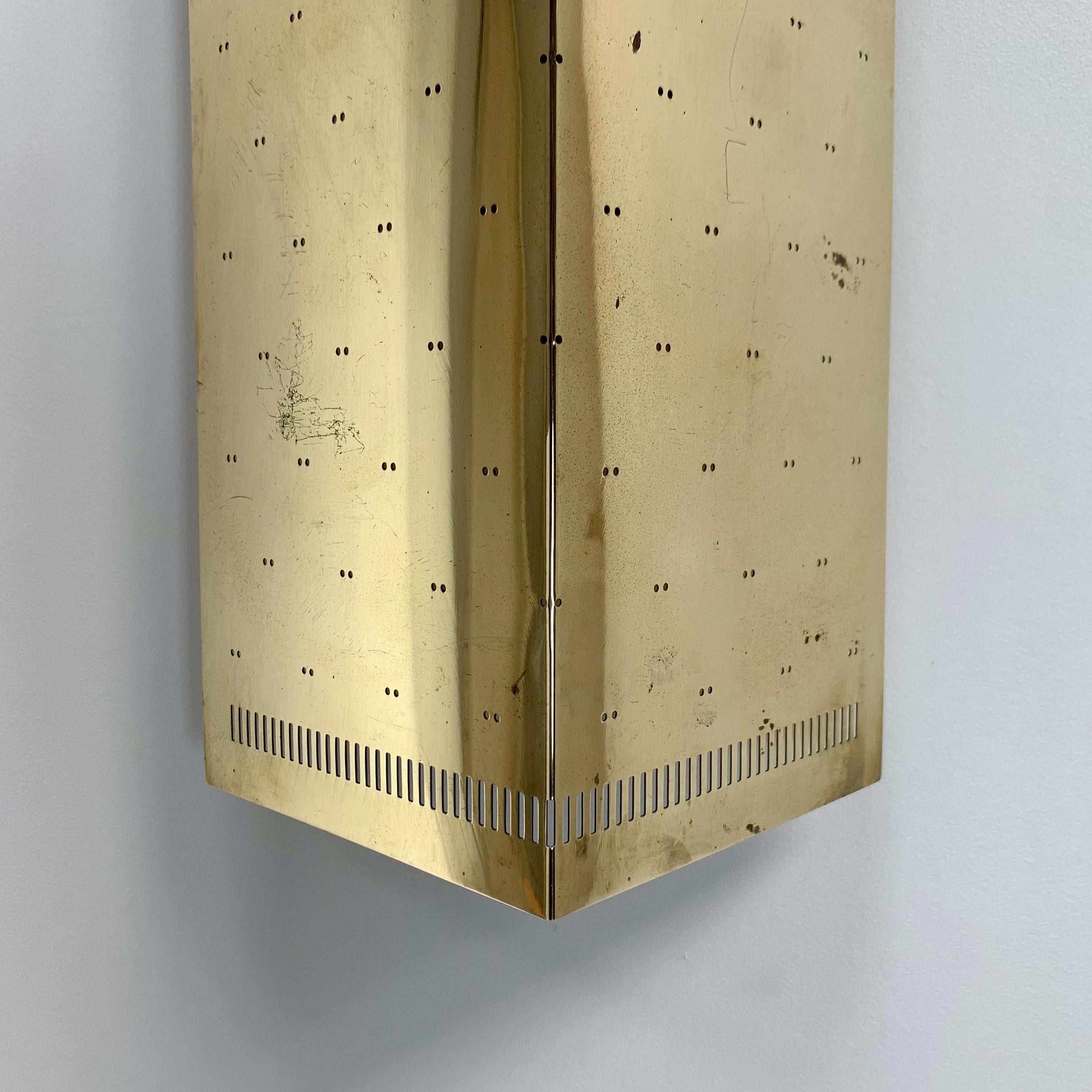  Paavo Tynell Rare Pair Of Large Perforated Brass Sconces, circa 1960, Finland. 6