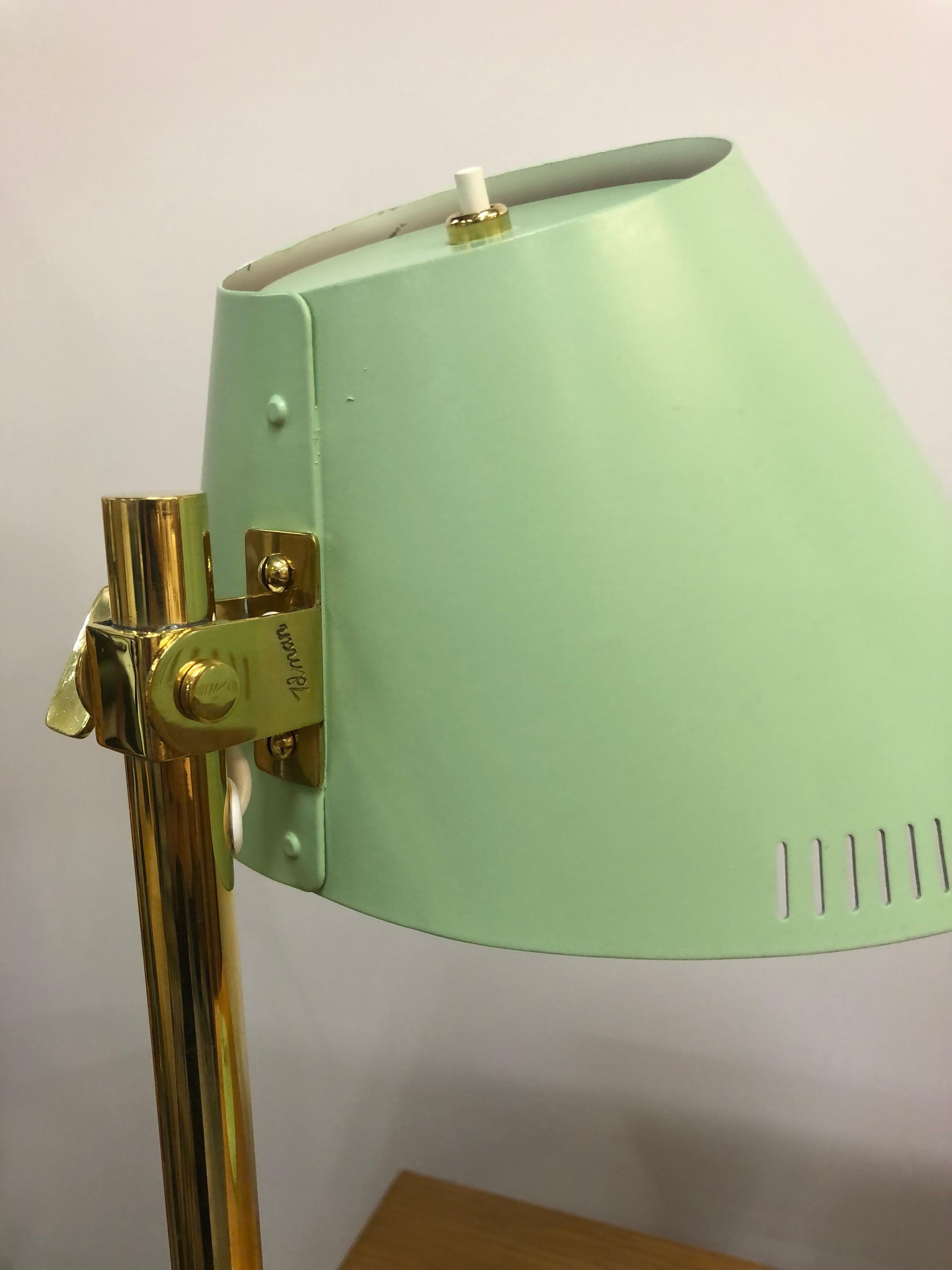 Finnish Paavo Tynell Pair of Table Lamps Model 9227 In Teal/Light Green, Taito/Idman