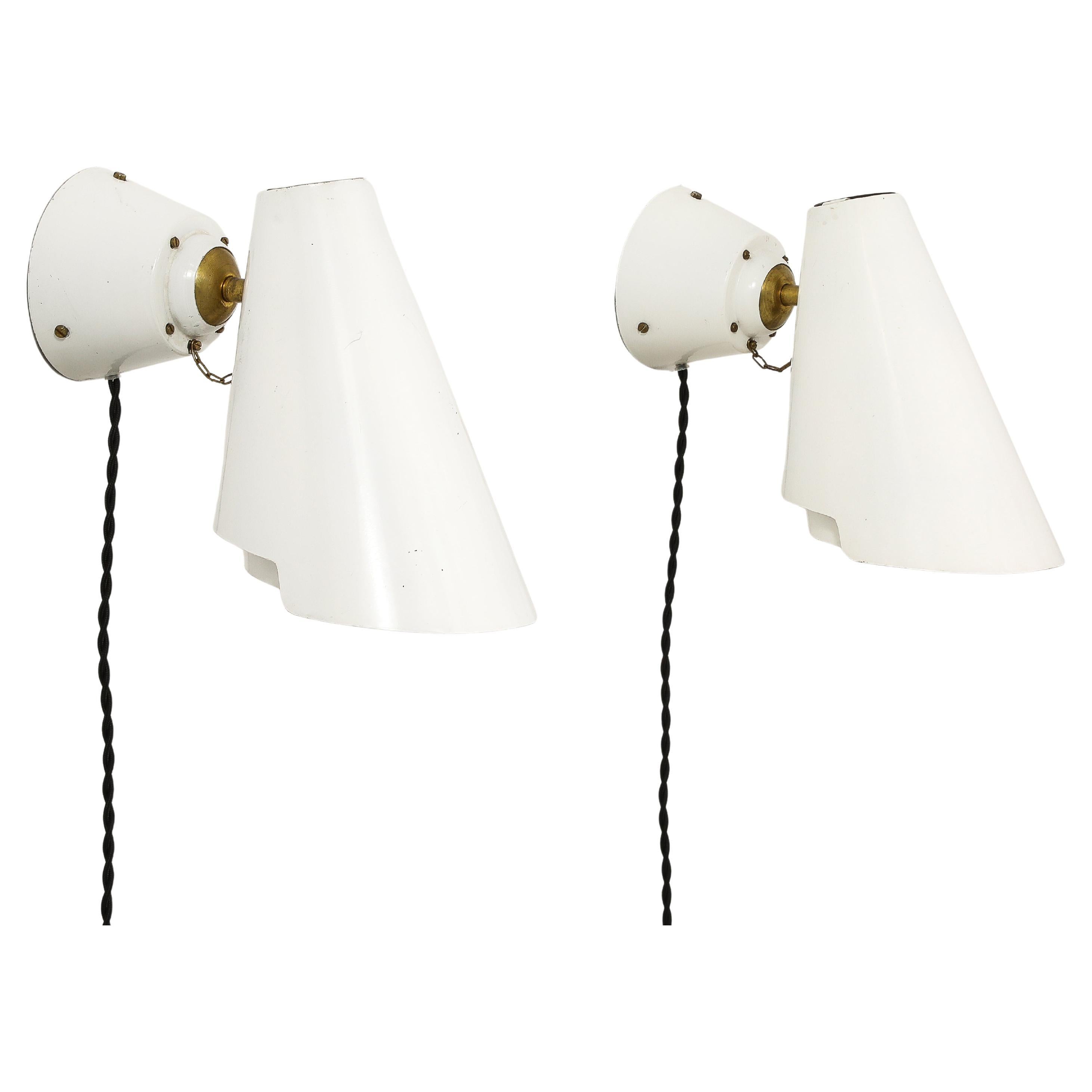 Paavo Tynell Pair of Wall Lights Sconces Model 2351, Idman Oy, Finland 1950's
