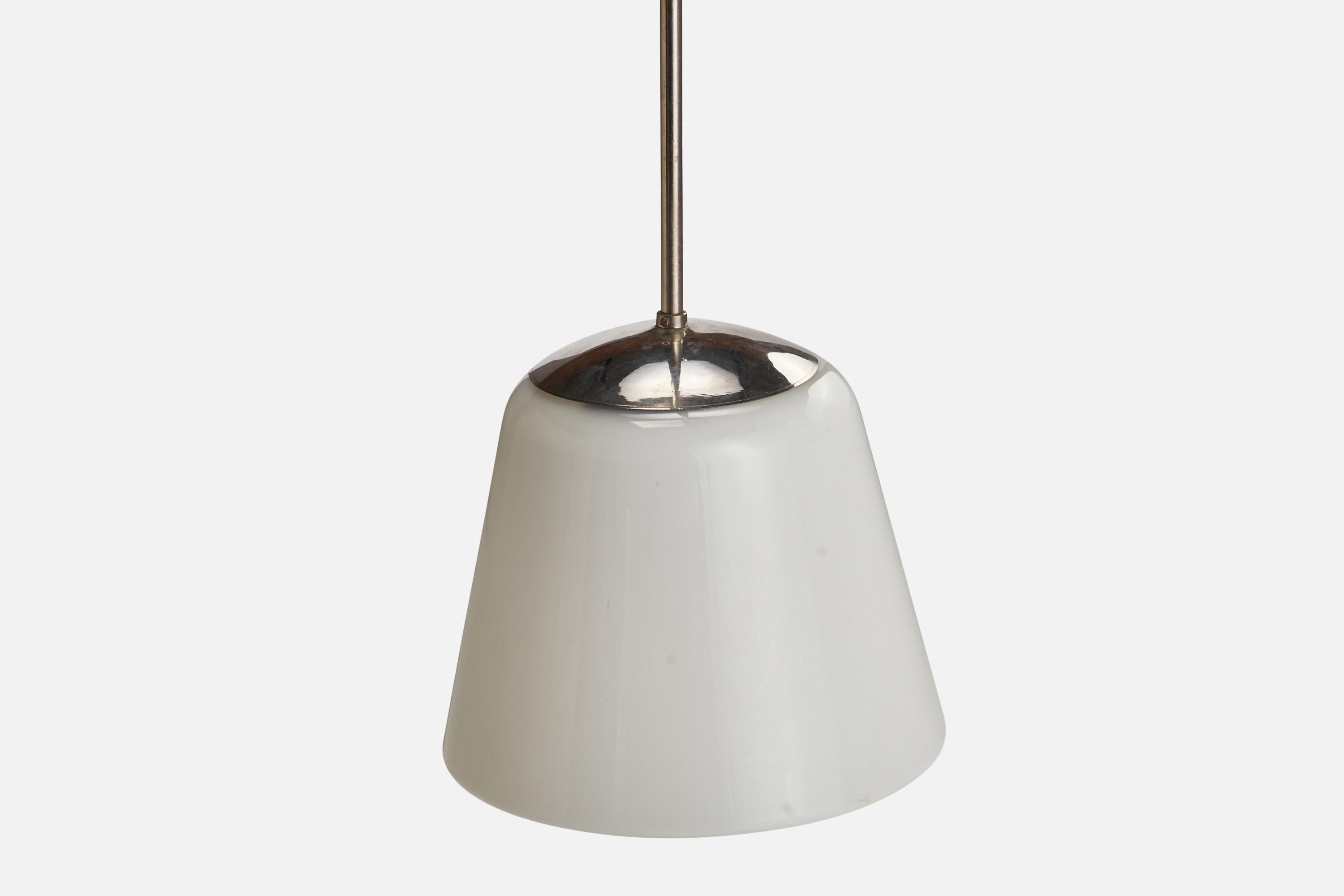 Finnish Paavo Tynell, Pendant Light, Chrome, Glass, Finland, 1930s For Sale