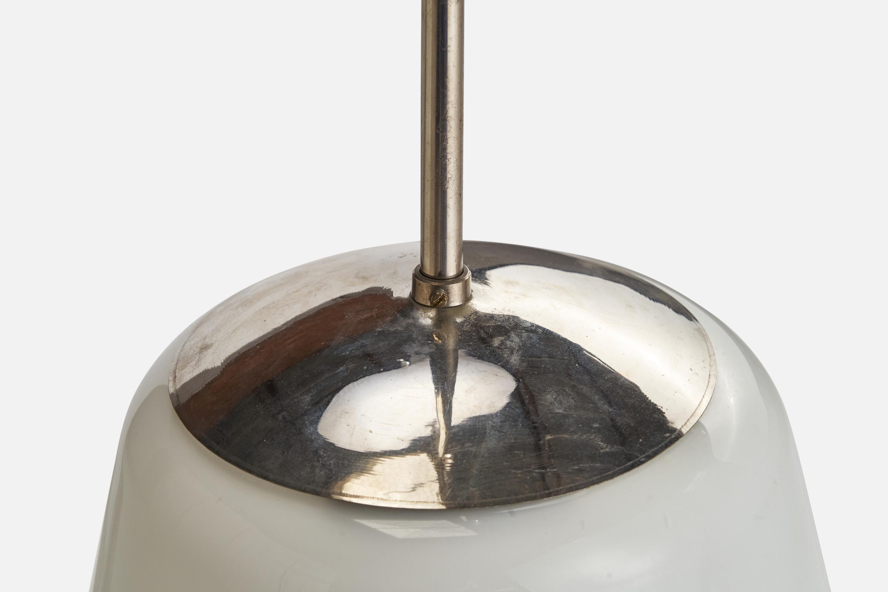 Mid-20th Century Paavo Tynell, Pendant Light, Chrome, Glass, Finland, 1930s For Sale