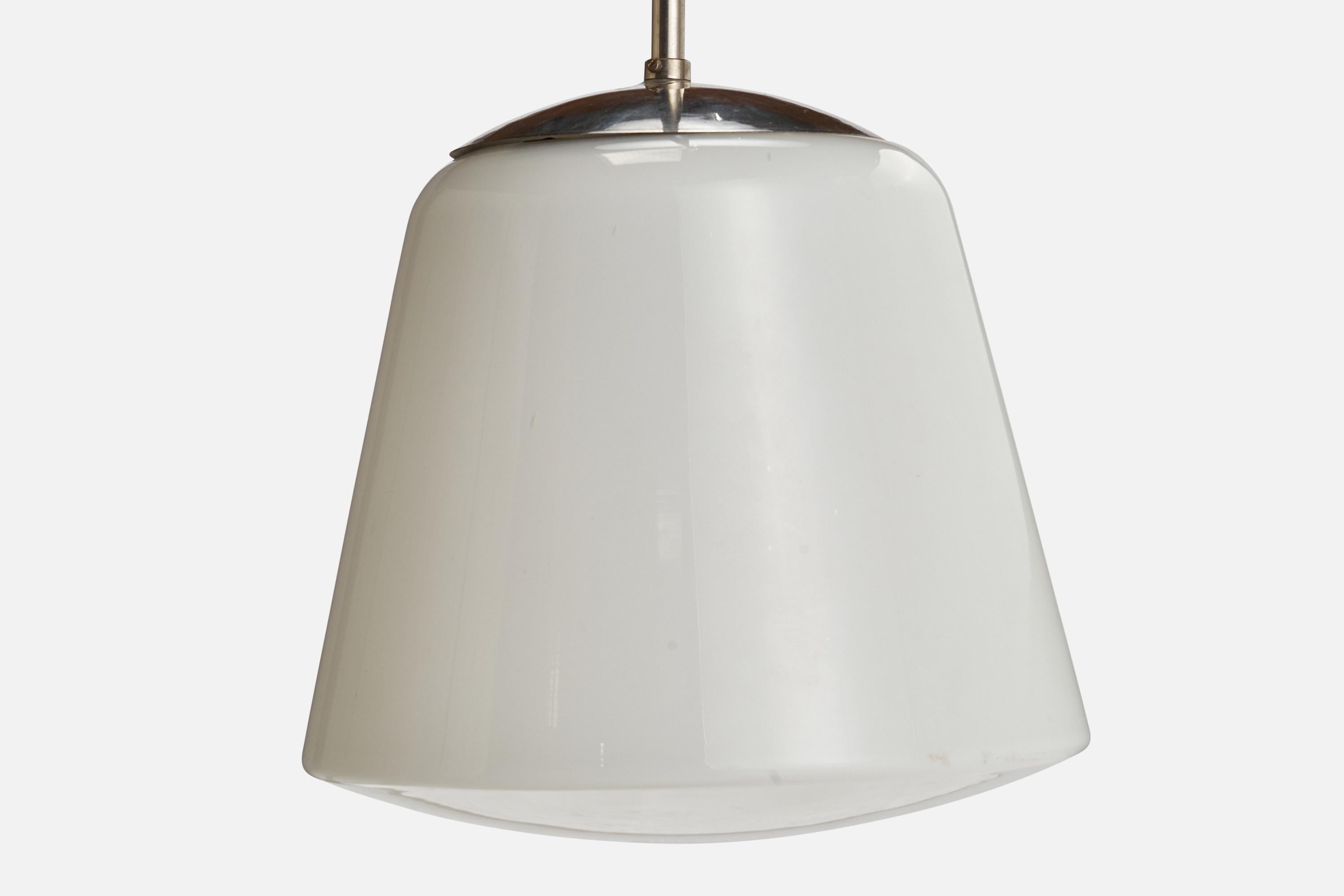 Paavo Tynell, Pendant Light, Chrome, Glass, Finland, 1930s For Sale 1