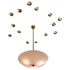Paavo Tynell, Pendant Light for Union Bank, Brass, Glass Taito, Finland, 1950s
