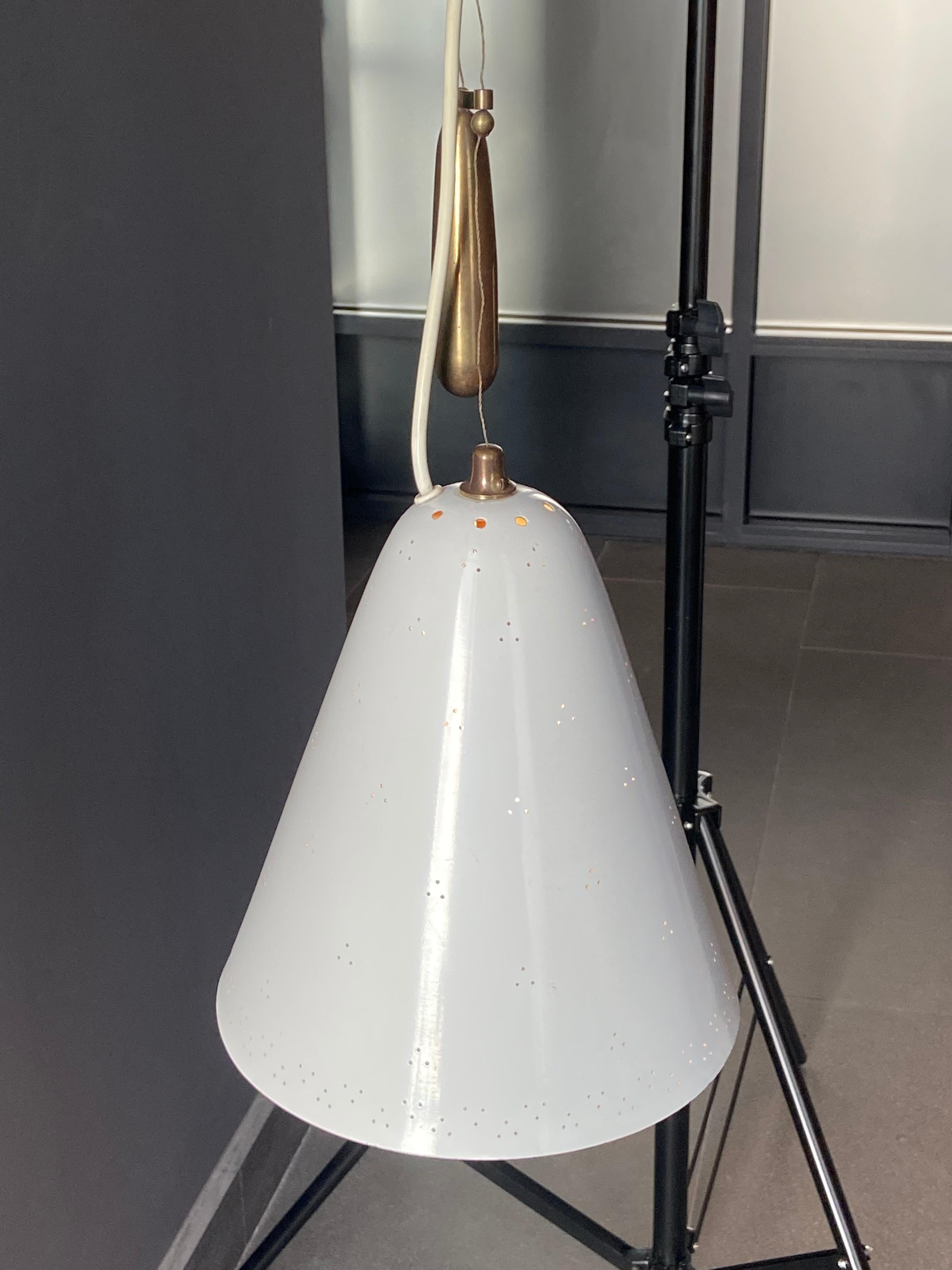 Polished Paavo Tynell Pendant Light, Idman Oy Model No. A 1942, circa 1950s For Sale