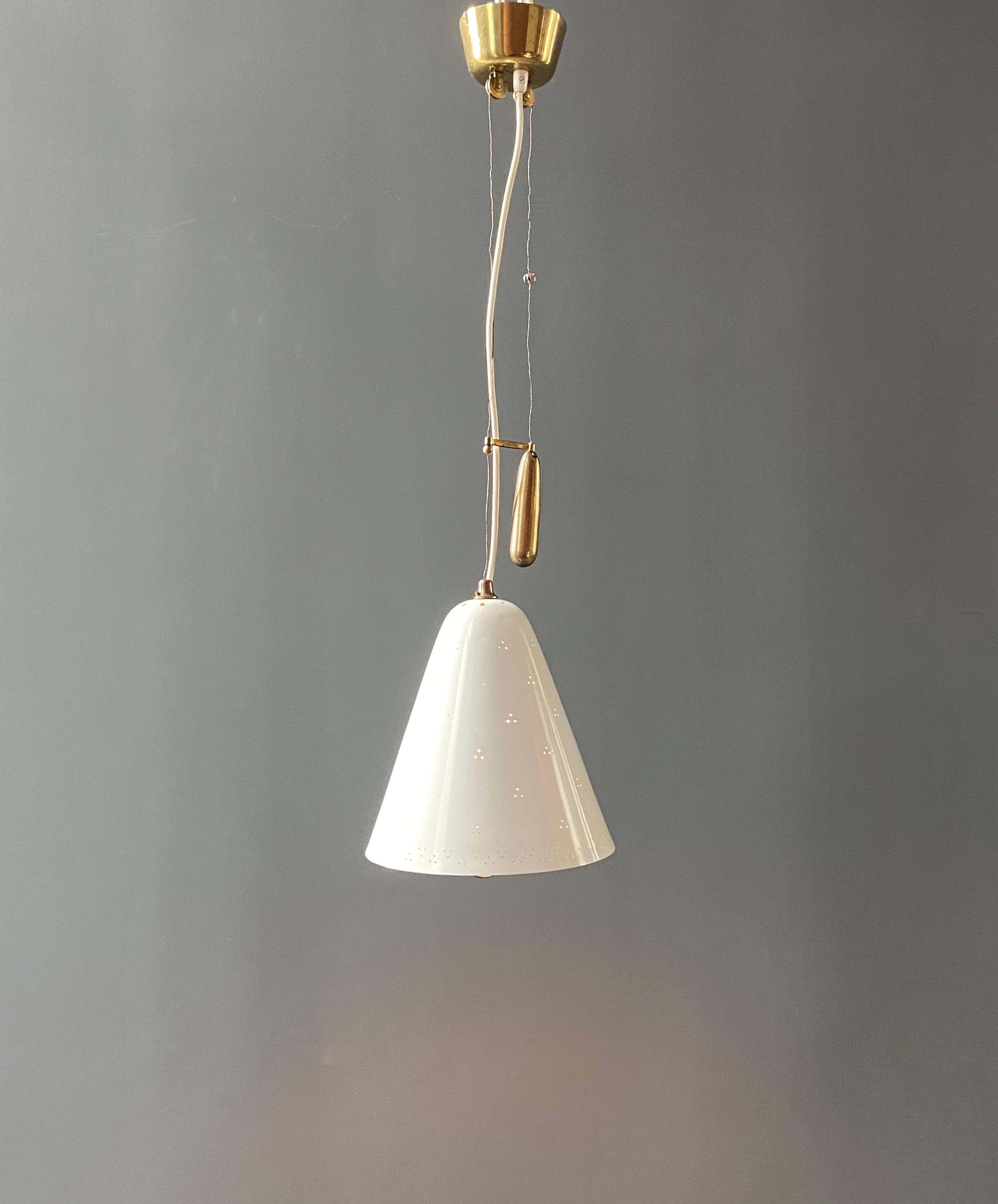 Metal Paavo Tynell Pendant Light, Idman Oy Model No. A 1942, circa 1950s For Sale