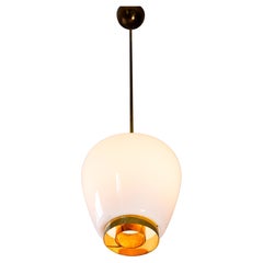 Pendelleuchte Modell A 1-9 von Paavo Tynell für Idman, Opal & Messing
