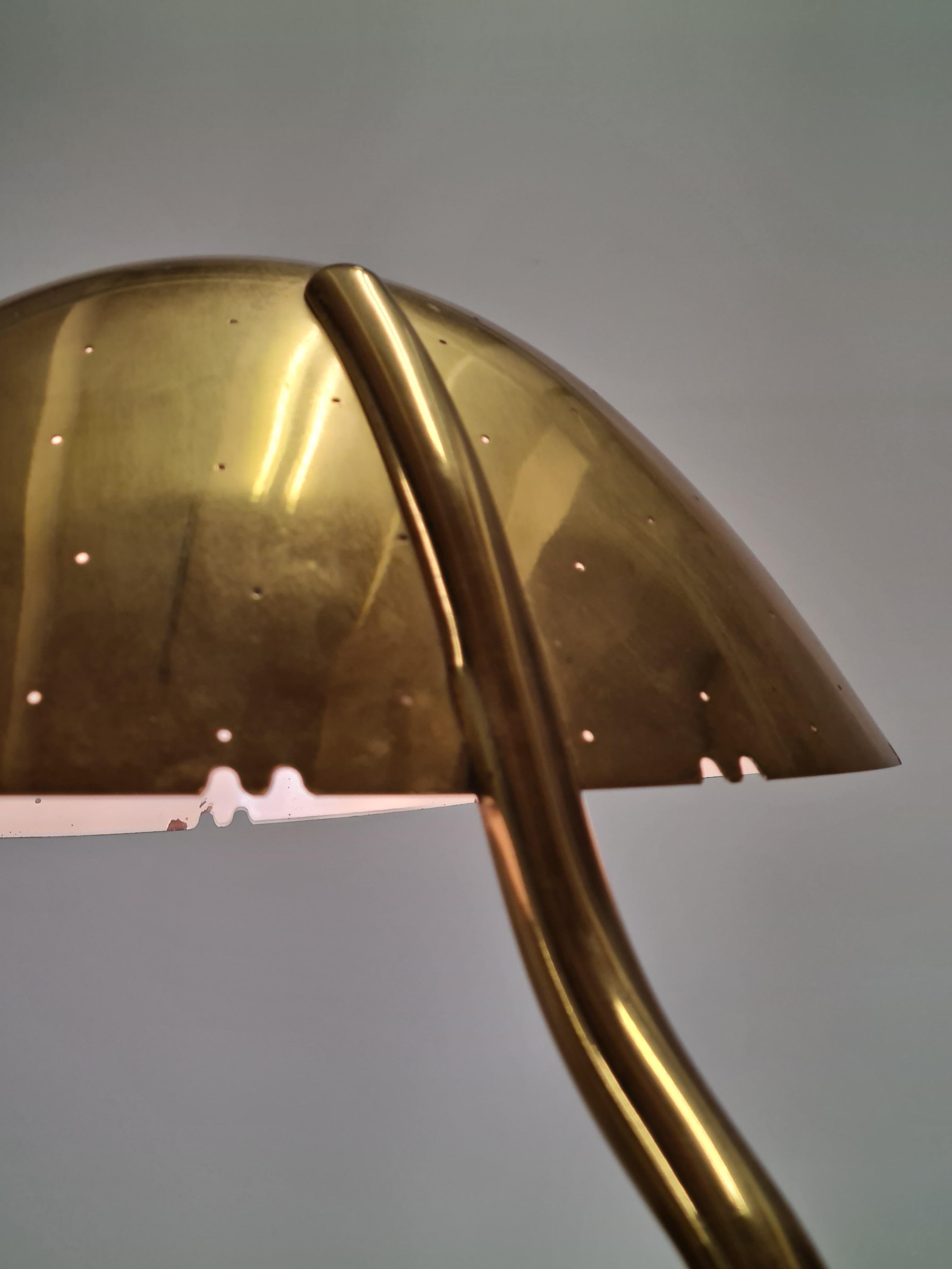 Paavo Tynell Perforated Brass and Leather Floor Lamp Model 9608, Taito 1950s For Sale 3