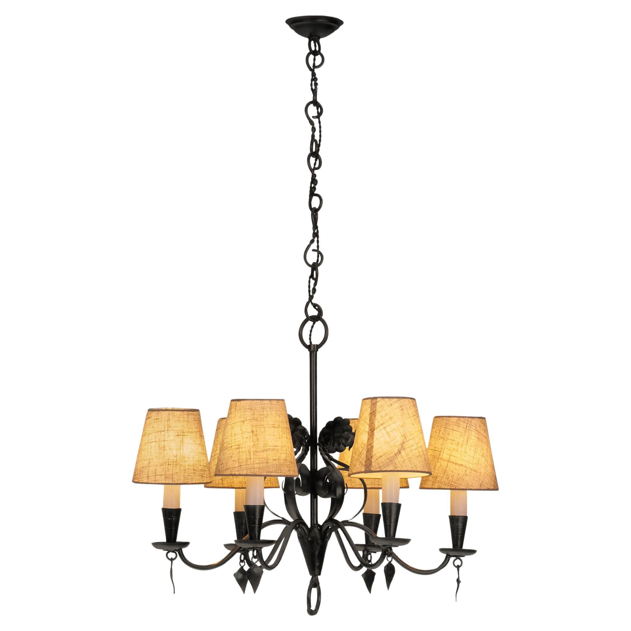 Paavo Tynell “R4/1704” Wrought Iron Chandelier for Taito, Finland 1930s For Sale