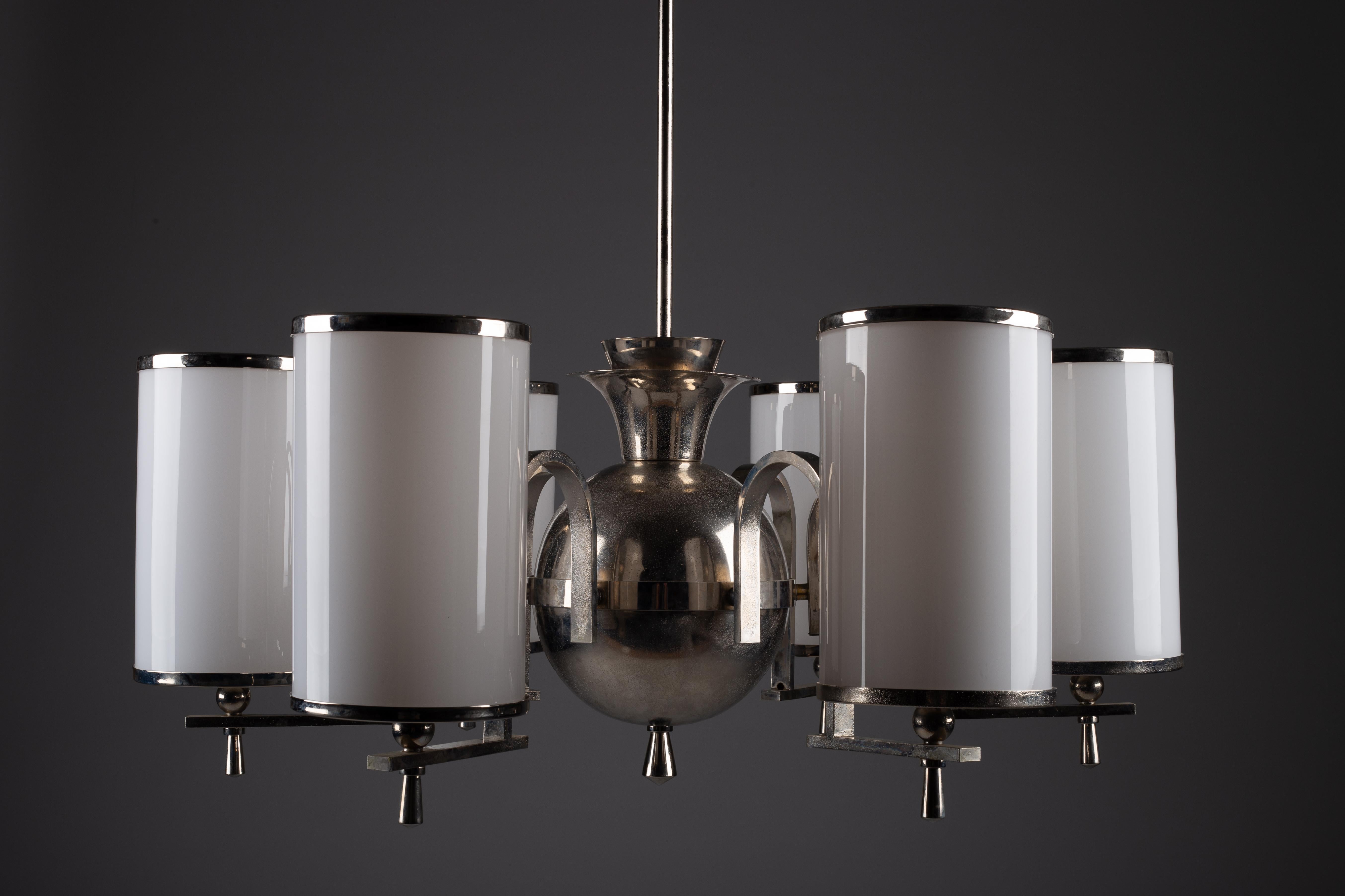 Art Déco Paavo Tynell, raro grande lampadario del funzionalismo 1311 per Taito Oy, Finlandia in vendita
