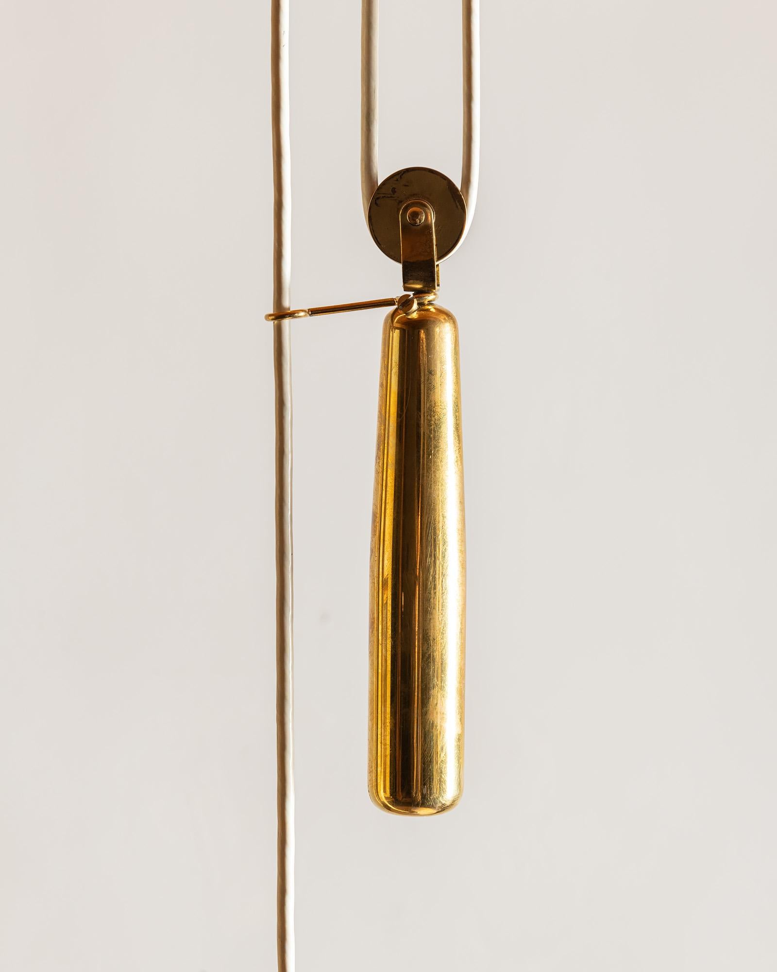 Finnish Paavo Tynell Rare Linen and Brass Pendant Lamp for Taito Oy, 1940s