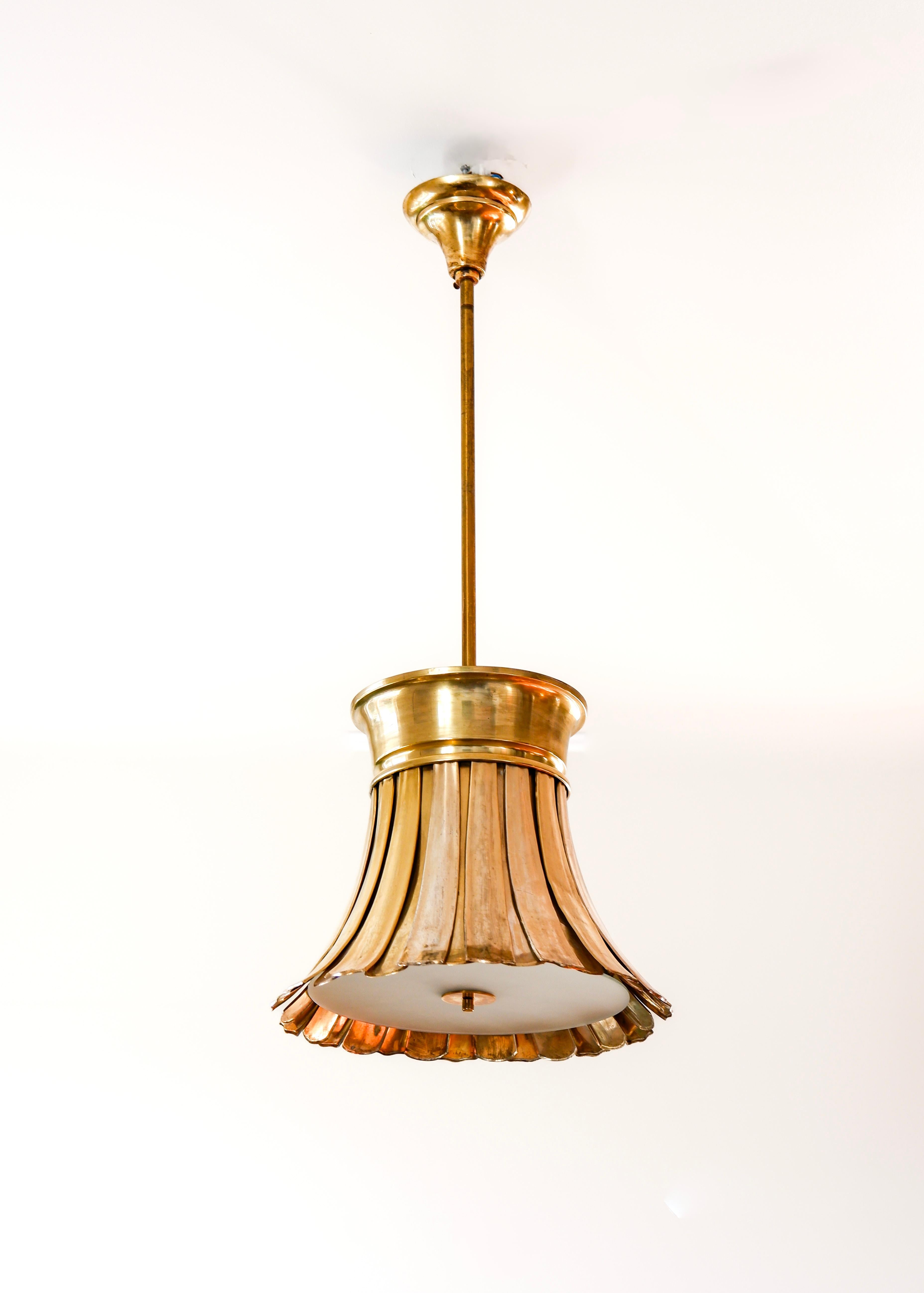 Brass Paavo Tynell, rare pendant designed for the finnish Parliament, 1929 For Sale