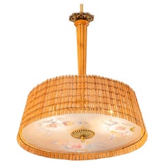 Paavo Tynell's Pendant with Diffuser Painted by Kyllikki Salmenhaara