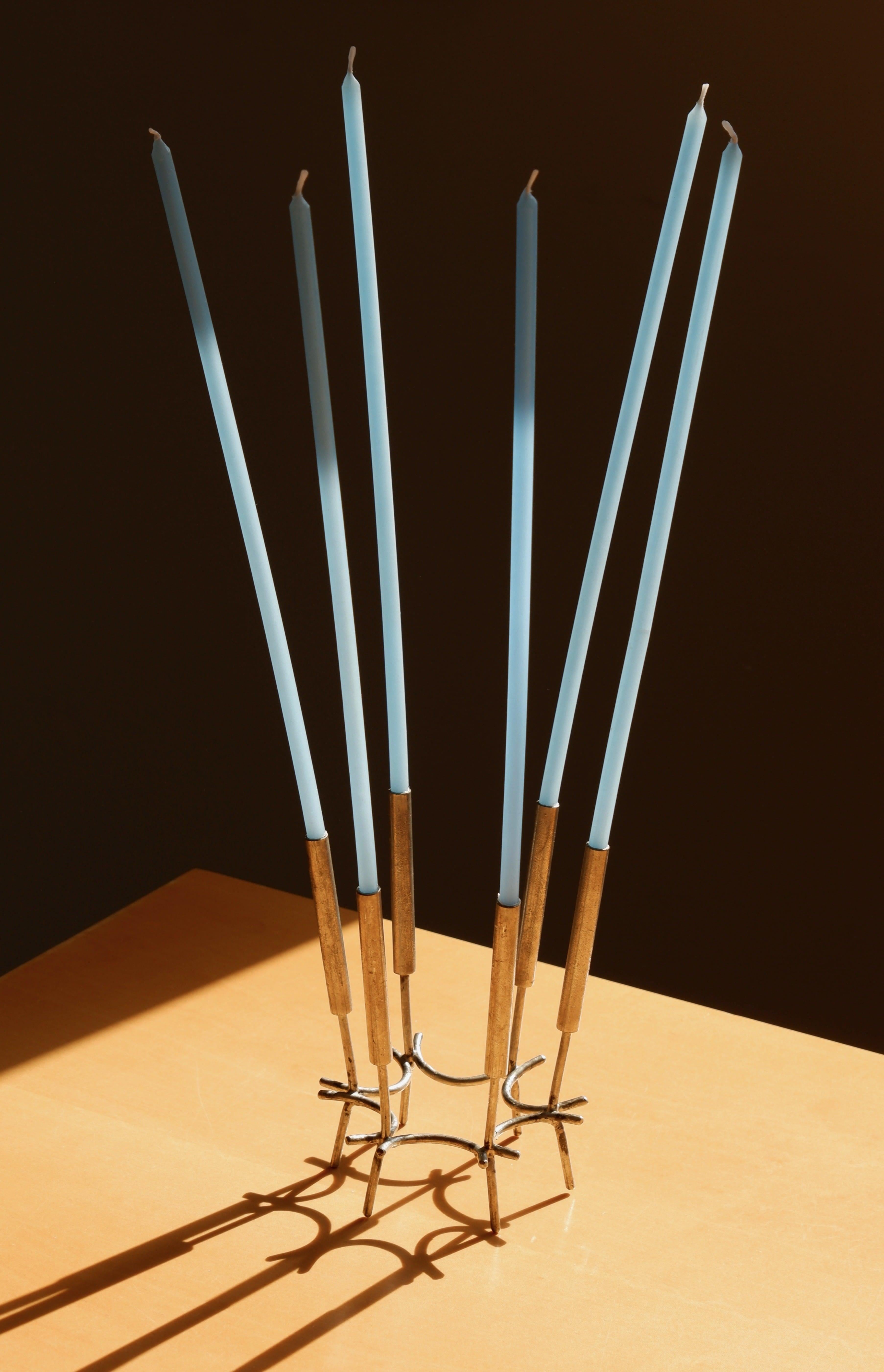 Paavo Tynell scultural candelabre circa 1960, nikel brass. For Sale 5