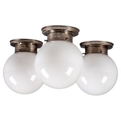 Antique Paavo Tynell, set of 1930's opaline glass flush mount lamps for Idman Oy