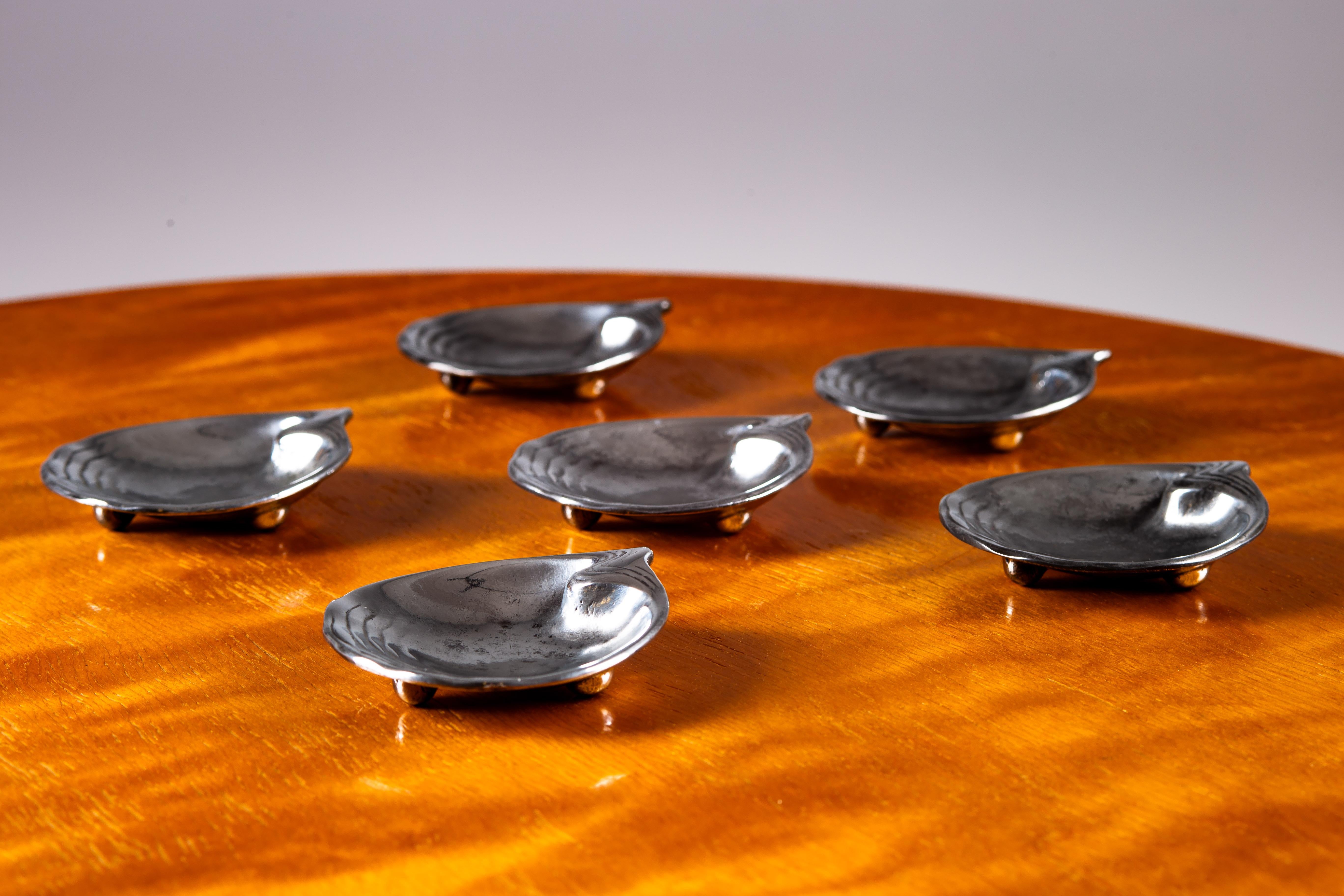 Finnish Paavo Tynell, set of 1930's small tinned trays, Taito Oy, Finland