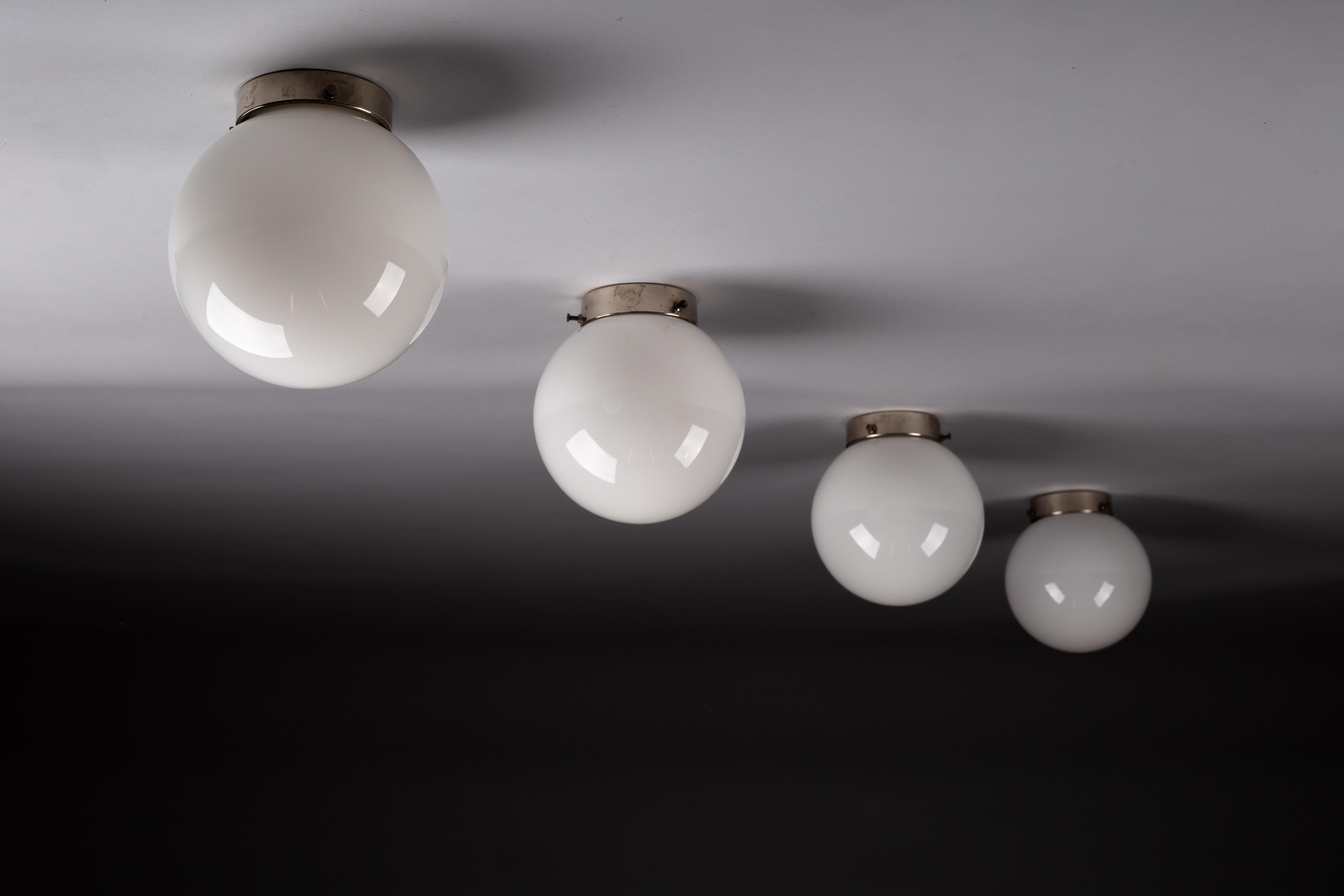 Mid-Century Modern Paavo Tynell, set of c. 1940's flush mounts, Taito Oy, Finland For Sale
