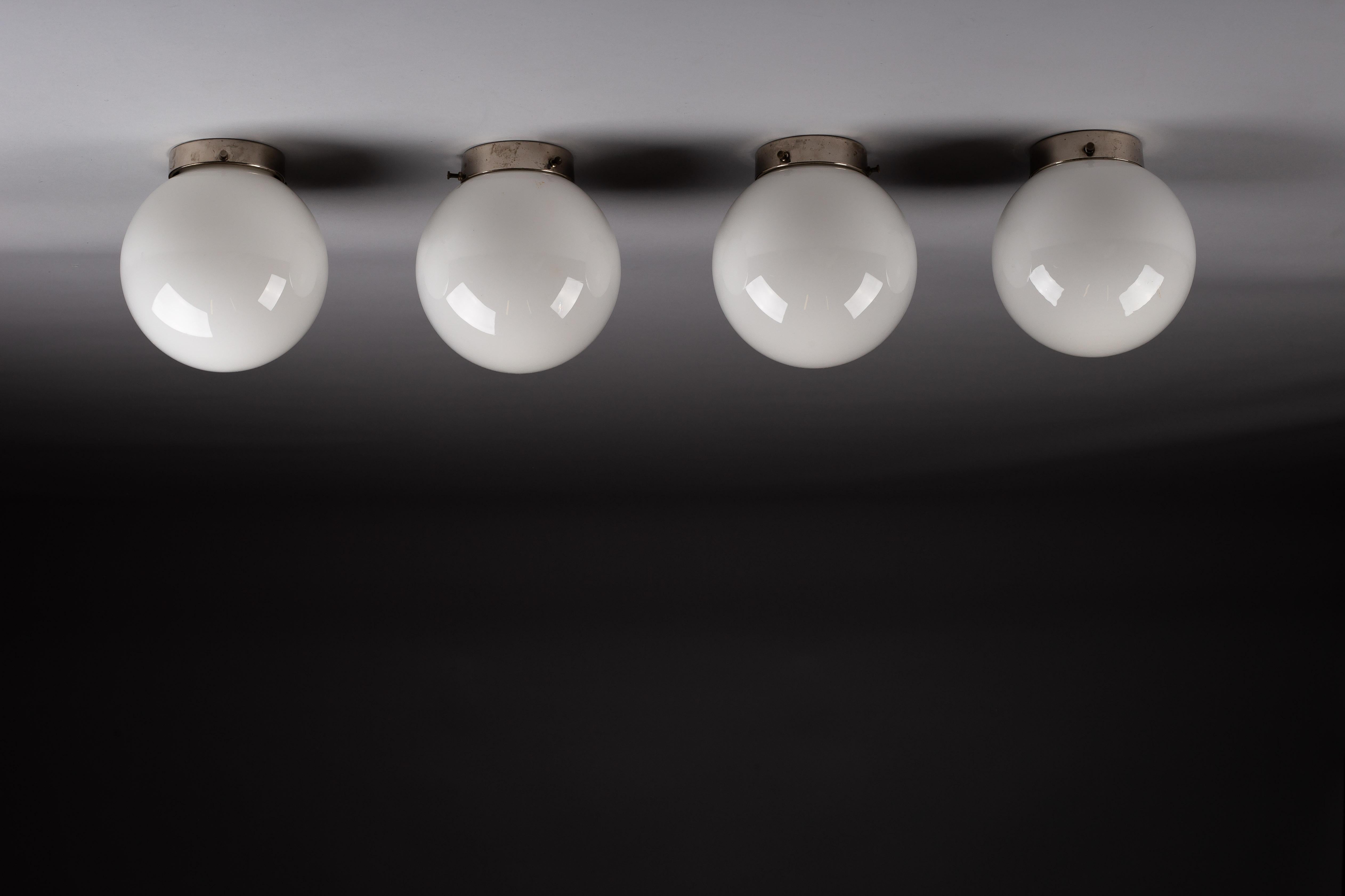Finnish Paavo Tynell, set of c. 1940's flush mounts, Taito Oy, Finland For Sale
