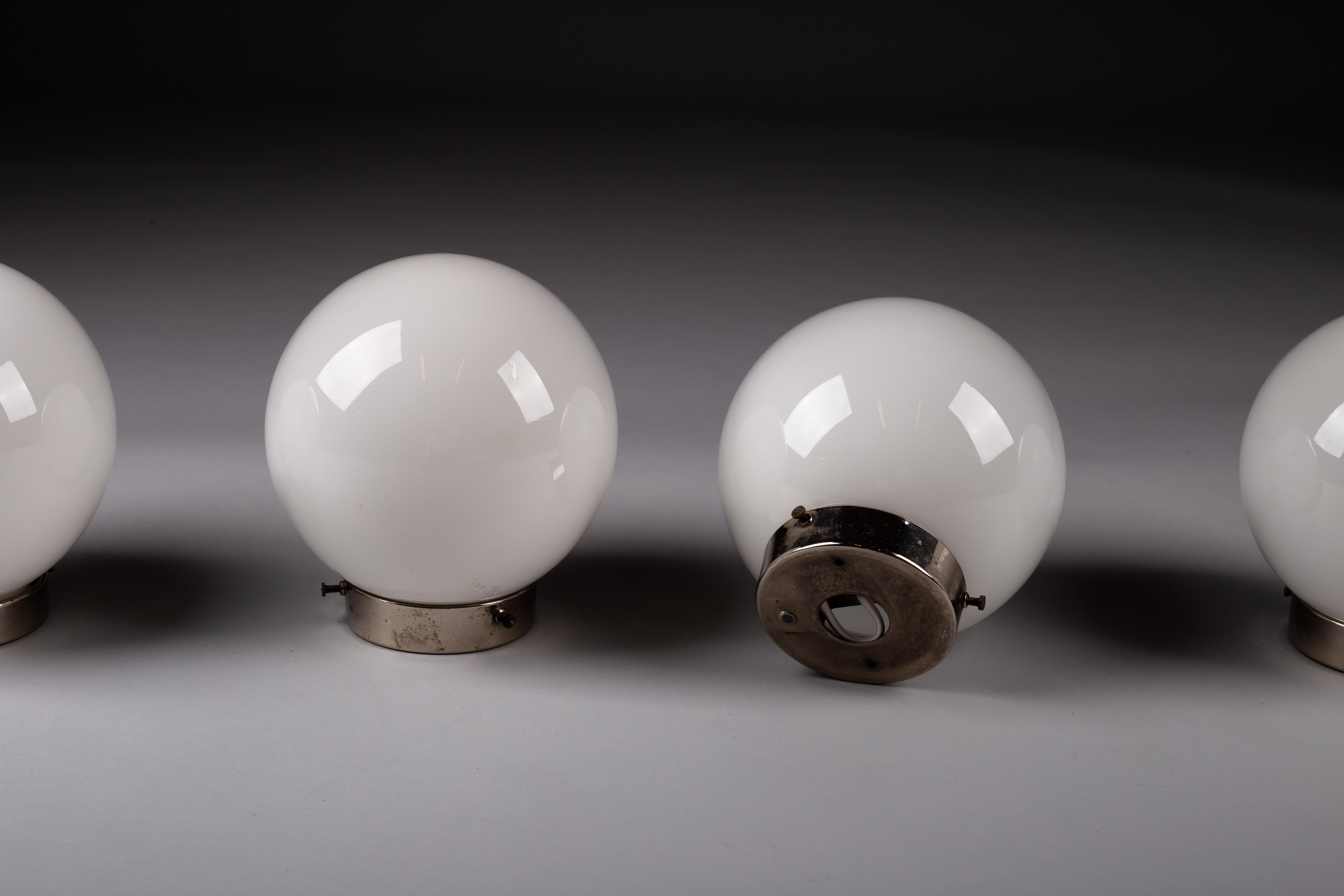 Plated Paavo Tynell, set of c. 1940's flush mounts, Taito Oy, Finland For Sale