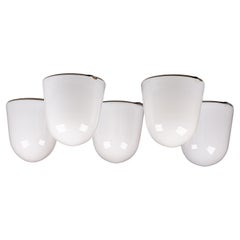 Paavo Tynell, set of mid-century modern opaline glass flush mounts for Idman Oy