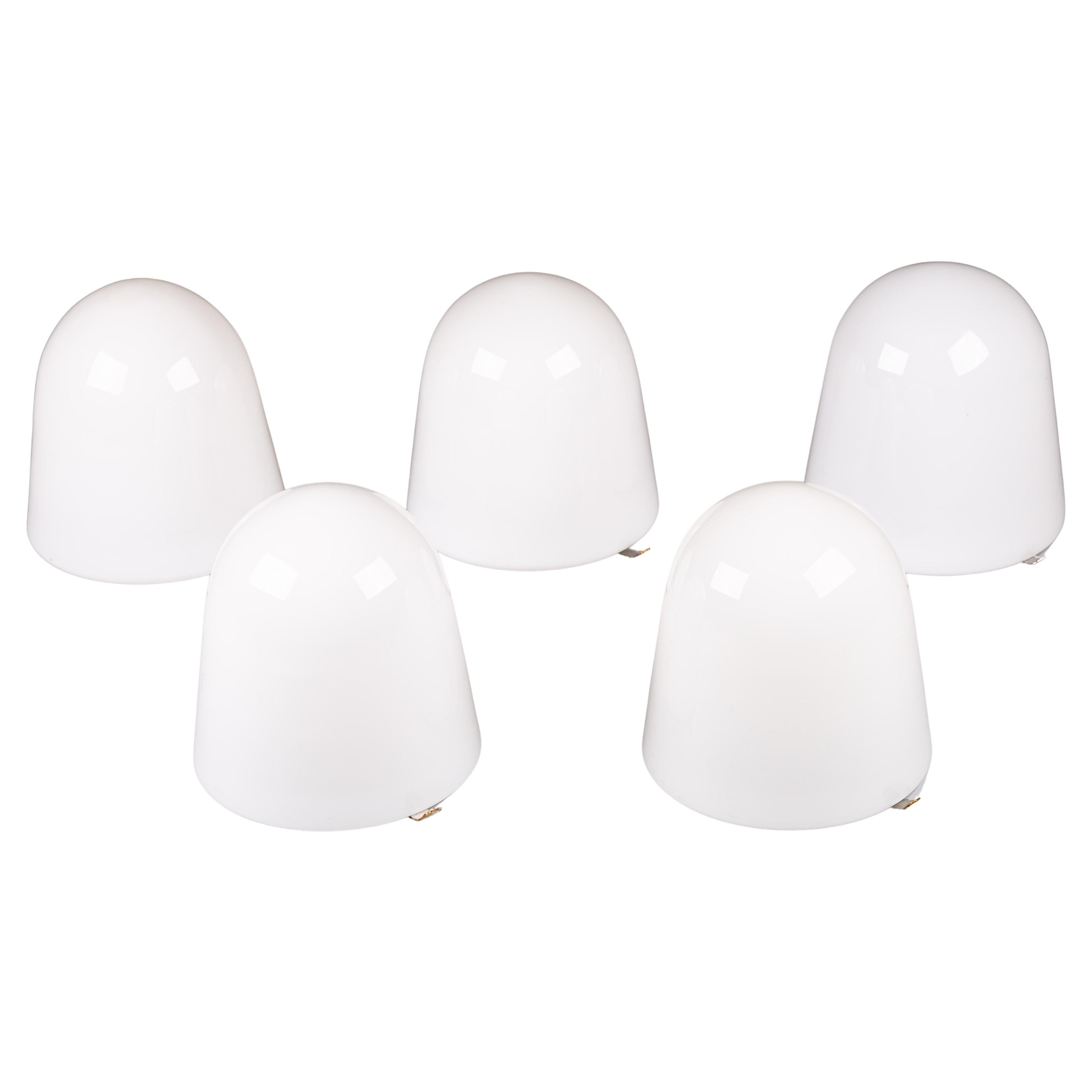 Paavo Tynell, set of mid-century modern opaline glass flush mounts for Idman Oy