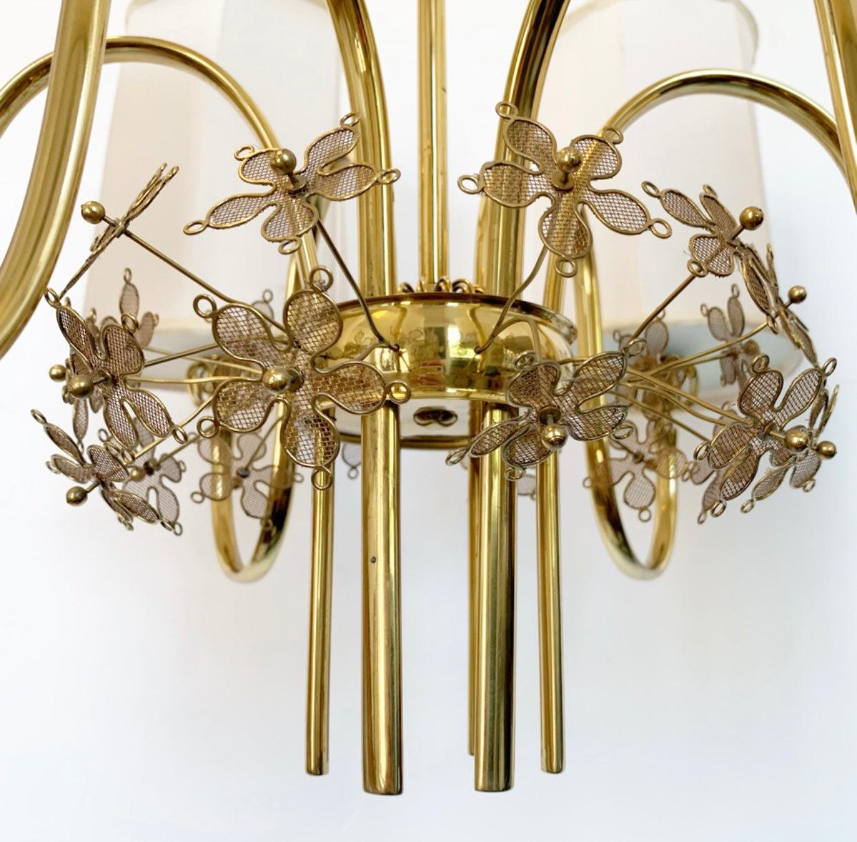 Paavo Tynell Six Arm Floral Chandelier Model 9013 Taito In Excellent Condition For Sale In Pittsburgh, PA