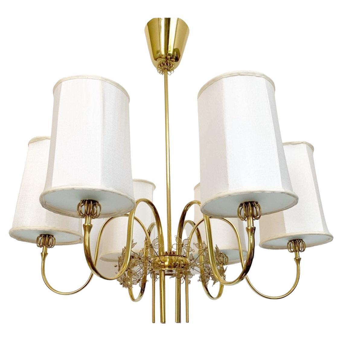 Paavo Tynell Six Arm Floral Chandelier Model 9013 Taito For Sale