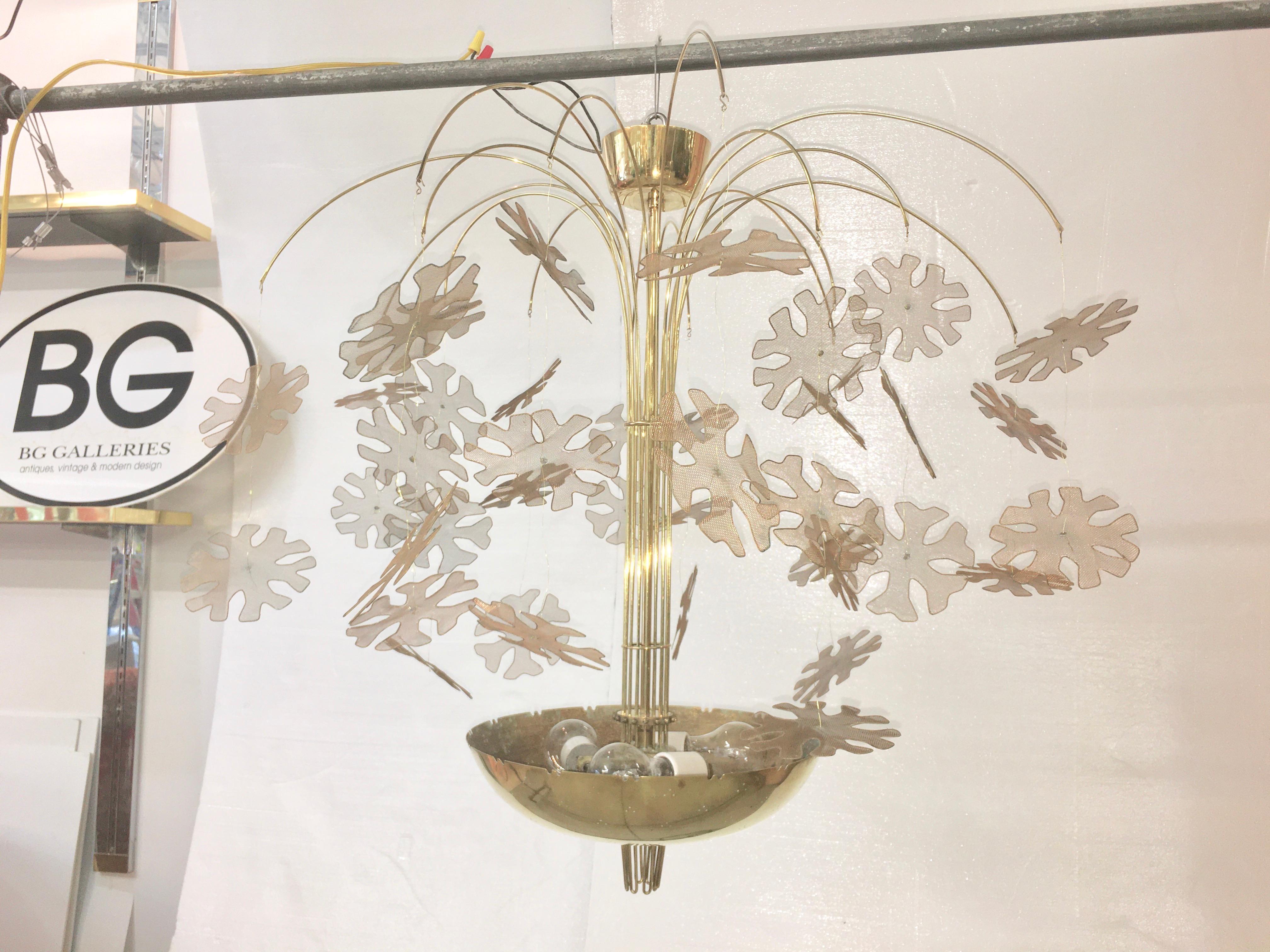 Mid-Century Modern Paavo Tynell Snowflake Chandelier by Taito Oy Finland