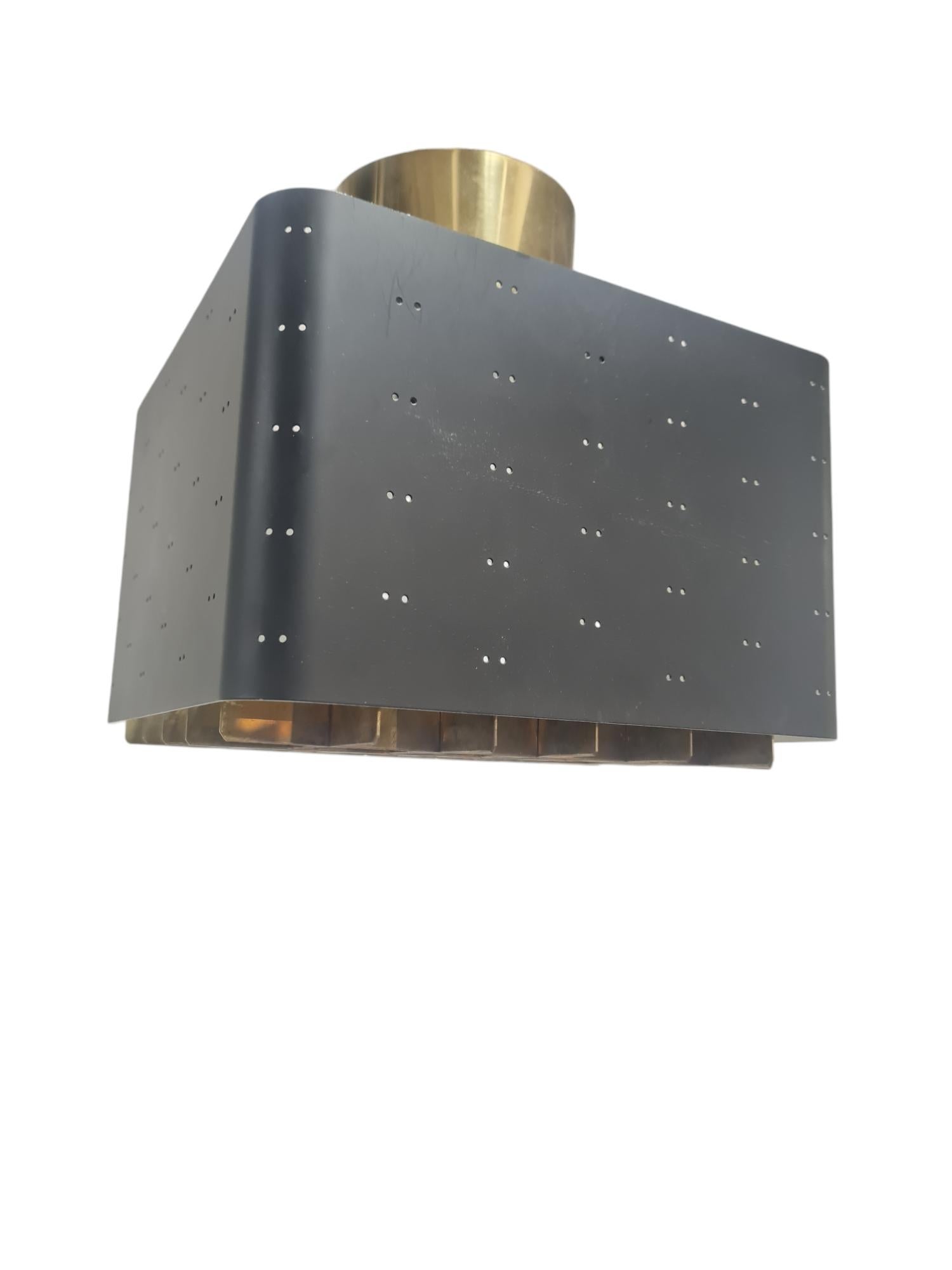 Lampada da soffitto Paavo Tynell Starry Sky 9068 in nero e ottone, Idman 1950s in vendita 3