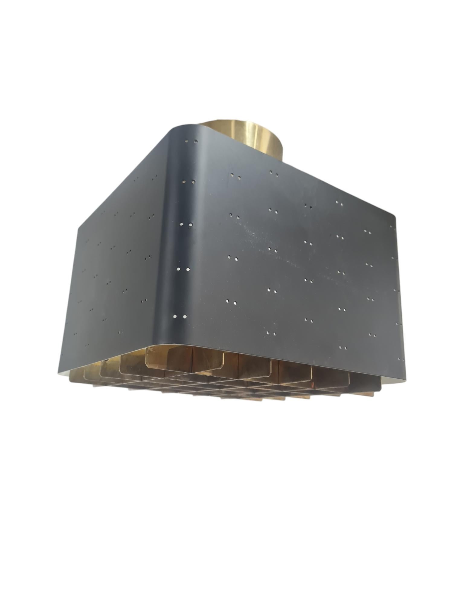 Lampada da soffitto Paavo Tynell Starry Sky 9068 in nero e ottone, Idman 1950s in vendita 4