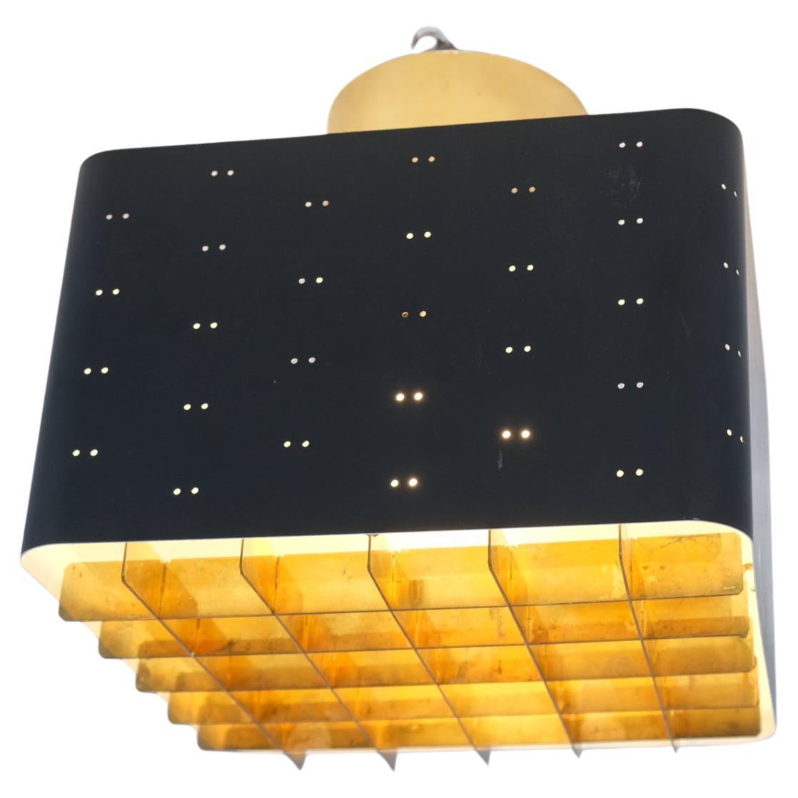 Paavo Tynell Starry Sky Deckenleuchte 9068 in Schwarz & Messing, Idman 1950er Jahre