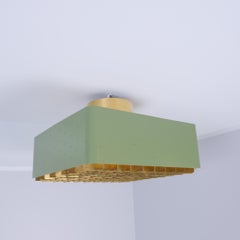 Paavo Tynell "Starry Sky" Ceiling Lamp Model 9068 In Brass & Green, Idman 1950s