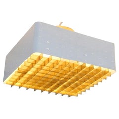 Lampada da soffitto "Starry Sky" di Paavo Tynell, modello 9068, in bianco e ottone, Idman, anni '60