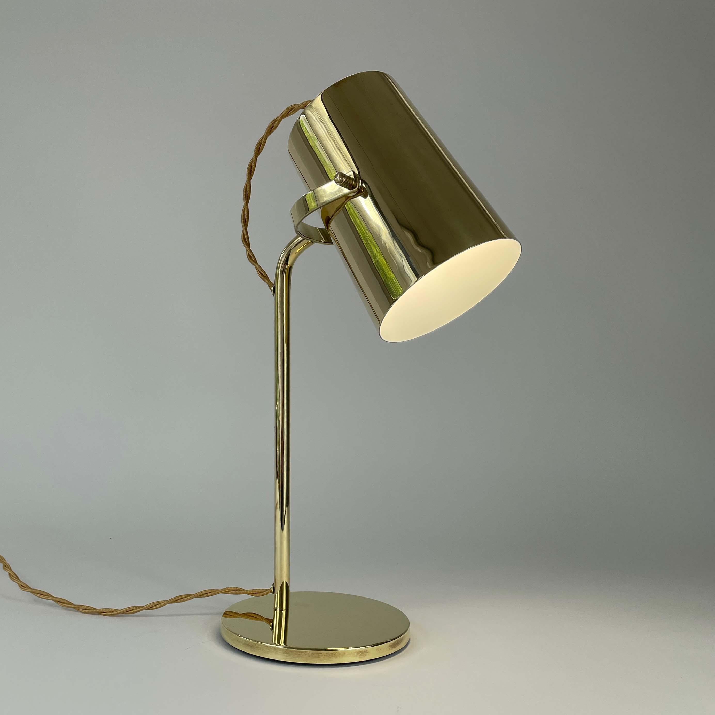 Scandinavian Modern Paavo Tynell Style Adjustable Brass Table Lamp, Finland 1940s For Sale