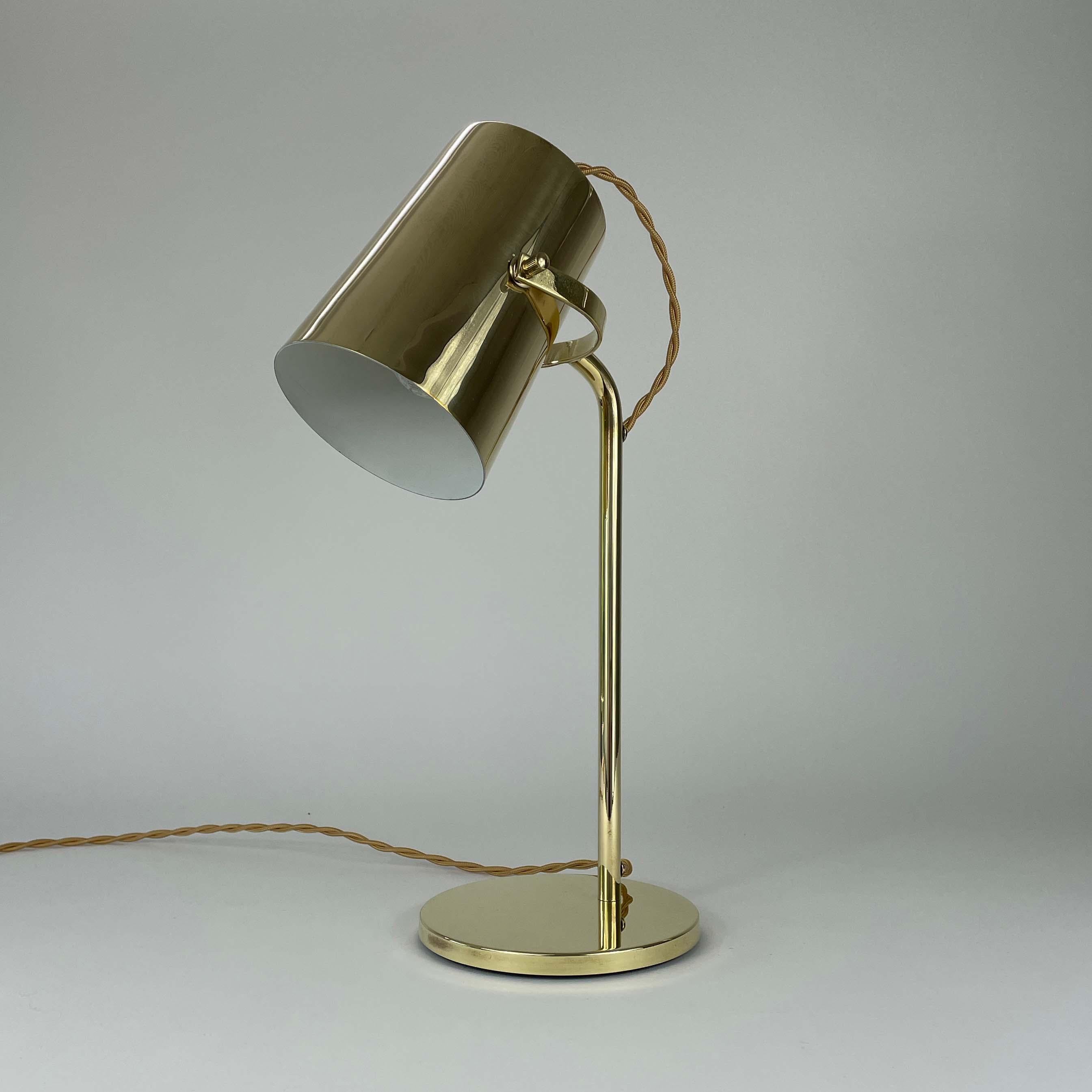 Finnish Paavo Tynell Style Adjustable Brass Table Lamp, Finland 1940s For Sale