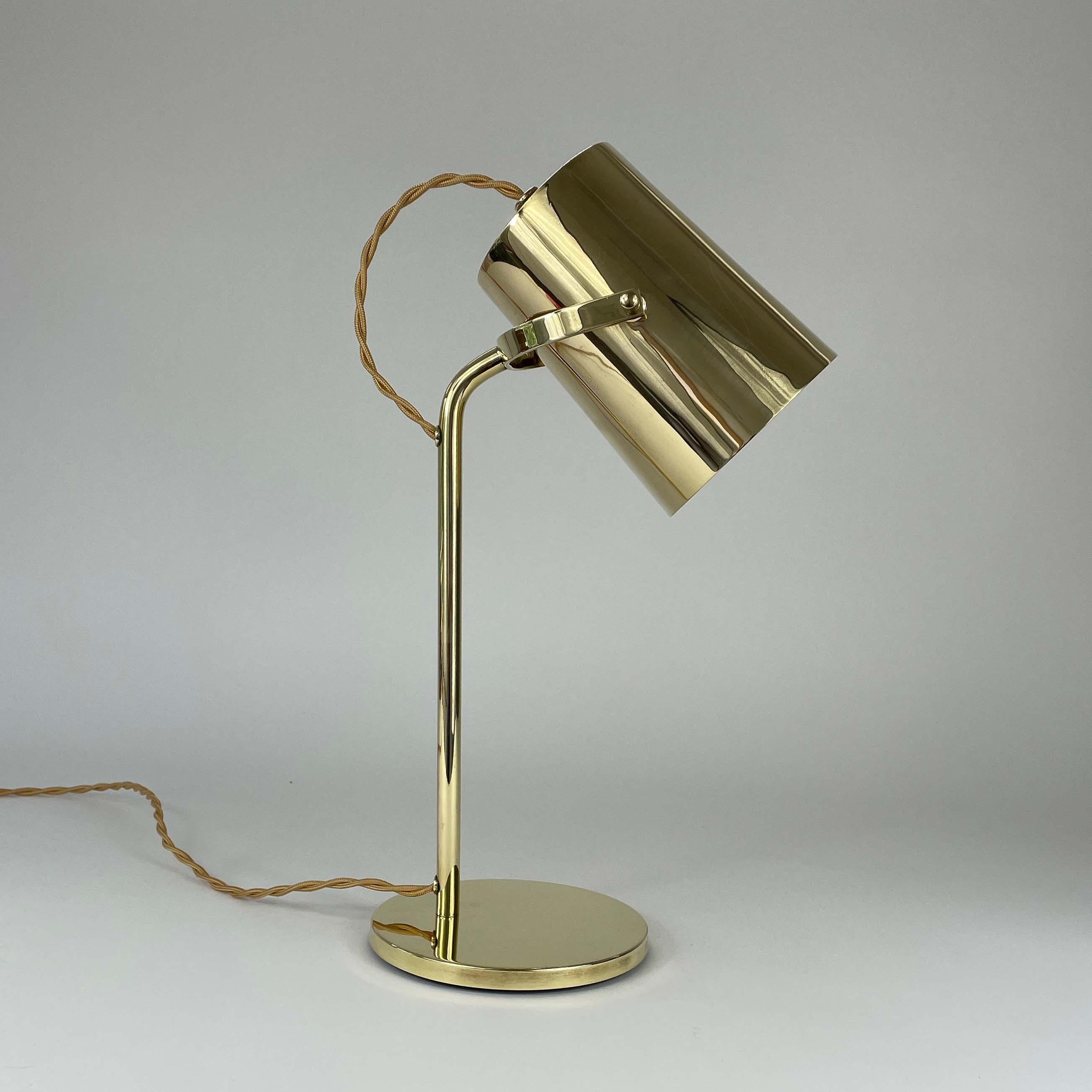 Mid-20th Century Paavo Tynell Style Adjustable Brass Table Lamp, Finland 1940s For Sale