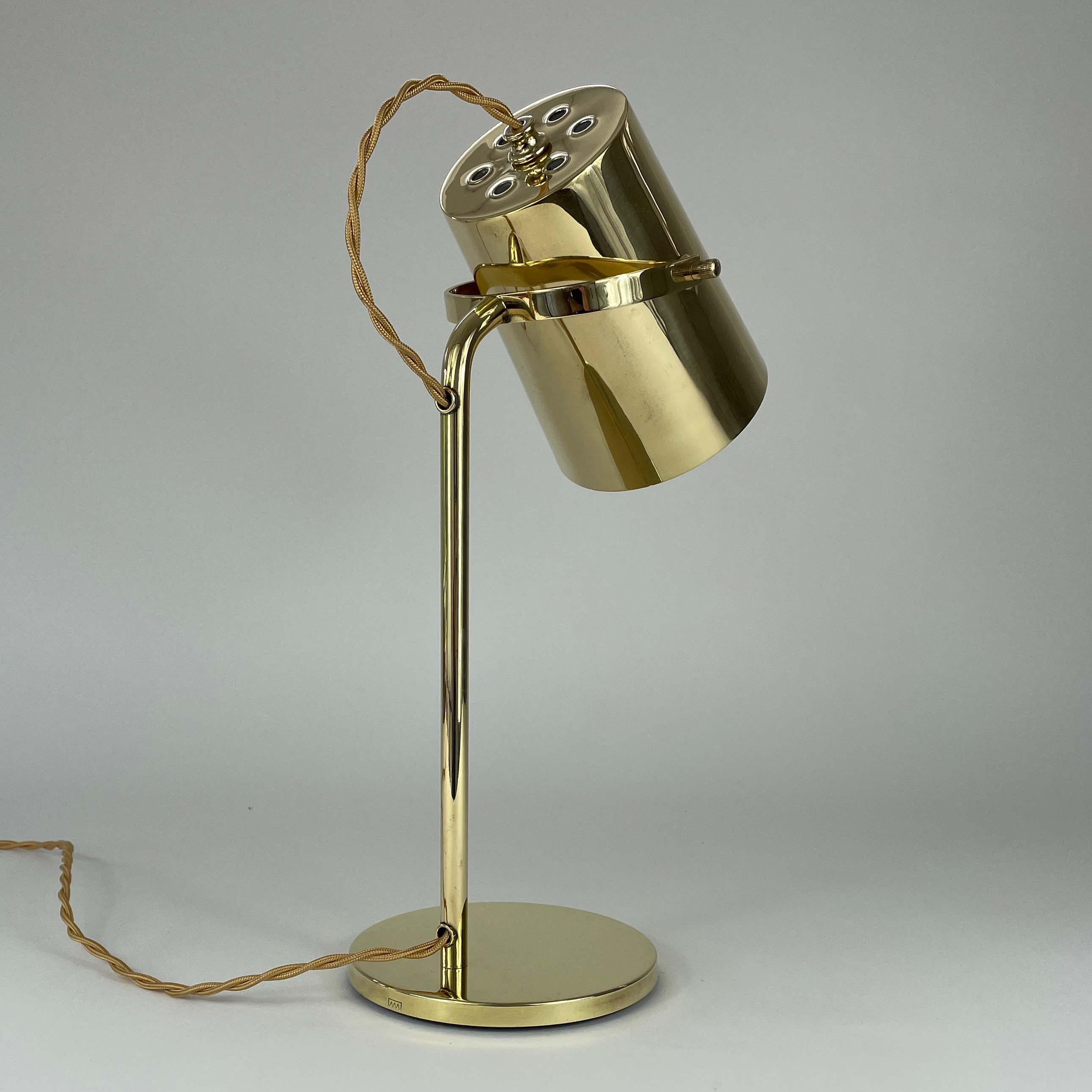 Paavo Tynell Style Adjustable Brass Table Lamp, Finland 1940s For Sale 1