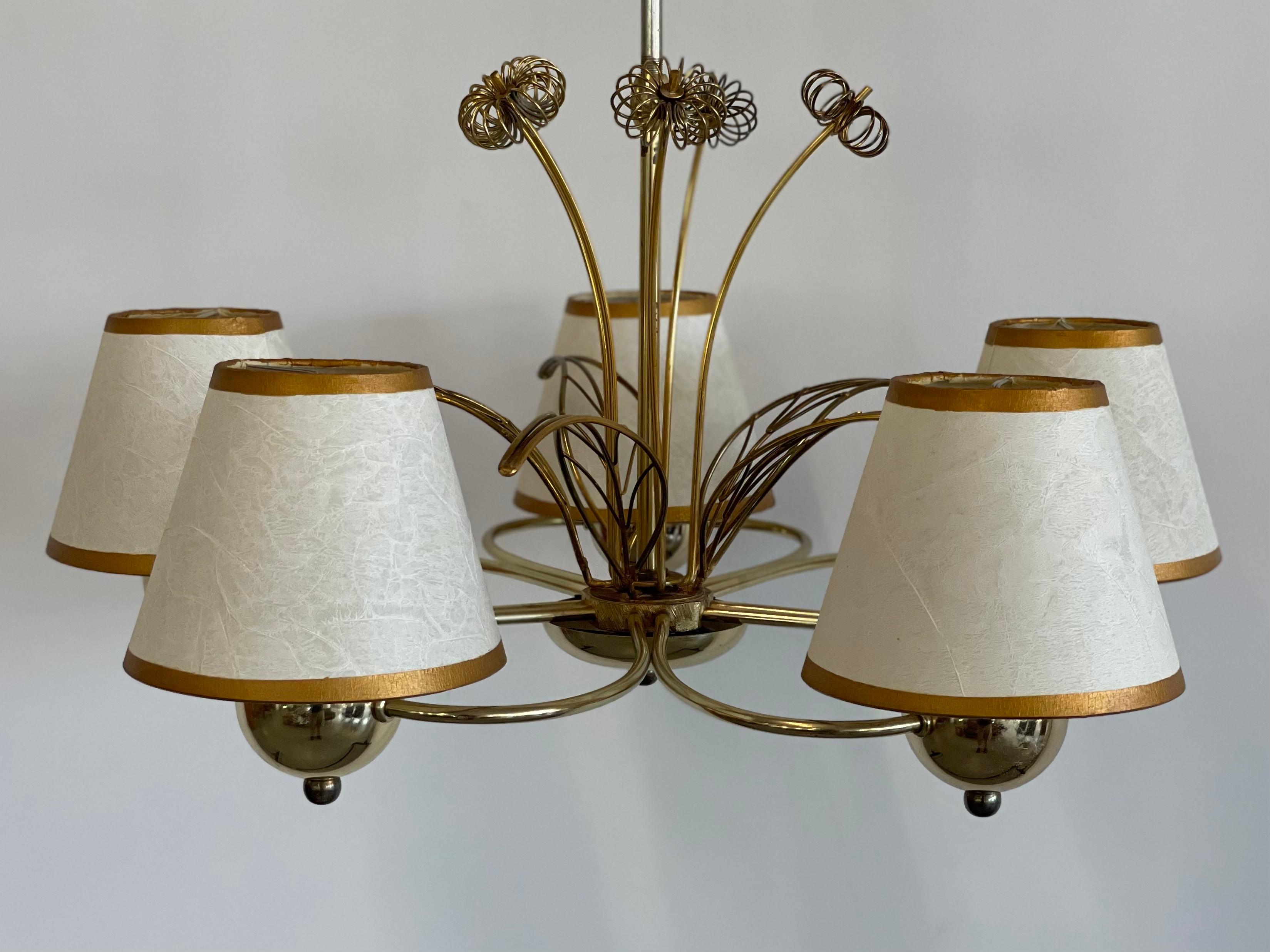 American Paavo Tynell Style Brass Chandelier by Lightolier For Sale