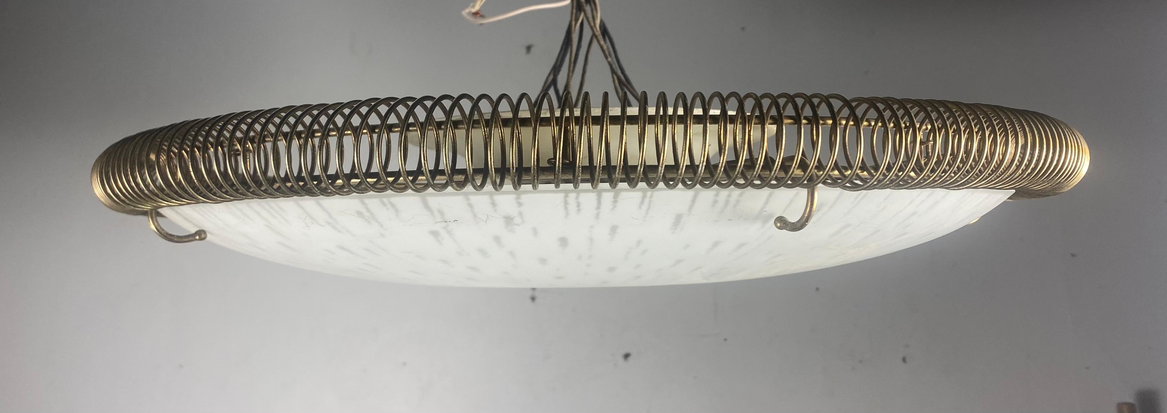 Paavo Tynell Style Brass/Glass Flush Mount Lamp by Lightolier, 1950, USA For Sale 4
