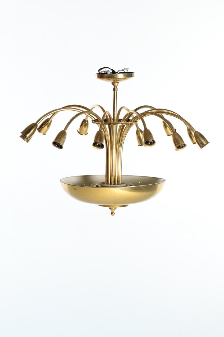 Paavo Tynell Style Brass Mid-Century Modern Light Fixture ...