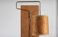 Paavo Tynell Style Flexible Wall Light of Brass and Cane Denmark 1950s