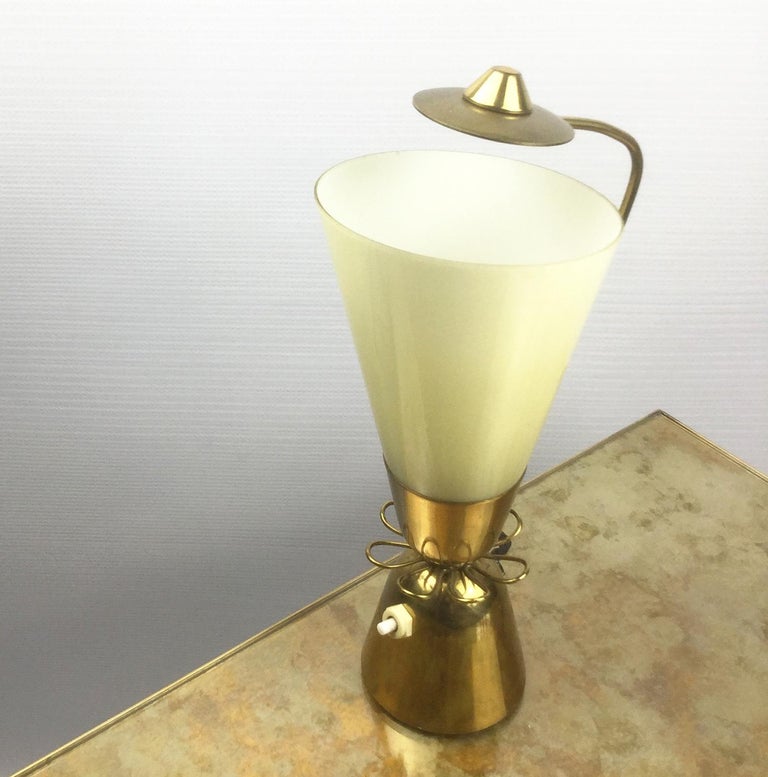 Paavo Tynell Style Glass and Brass Table Lamp, Finland ...