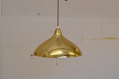 Paavo Tynell Style Height-Adjustable Brass Pendant Lamp by Itsu, Finland, 1950s