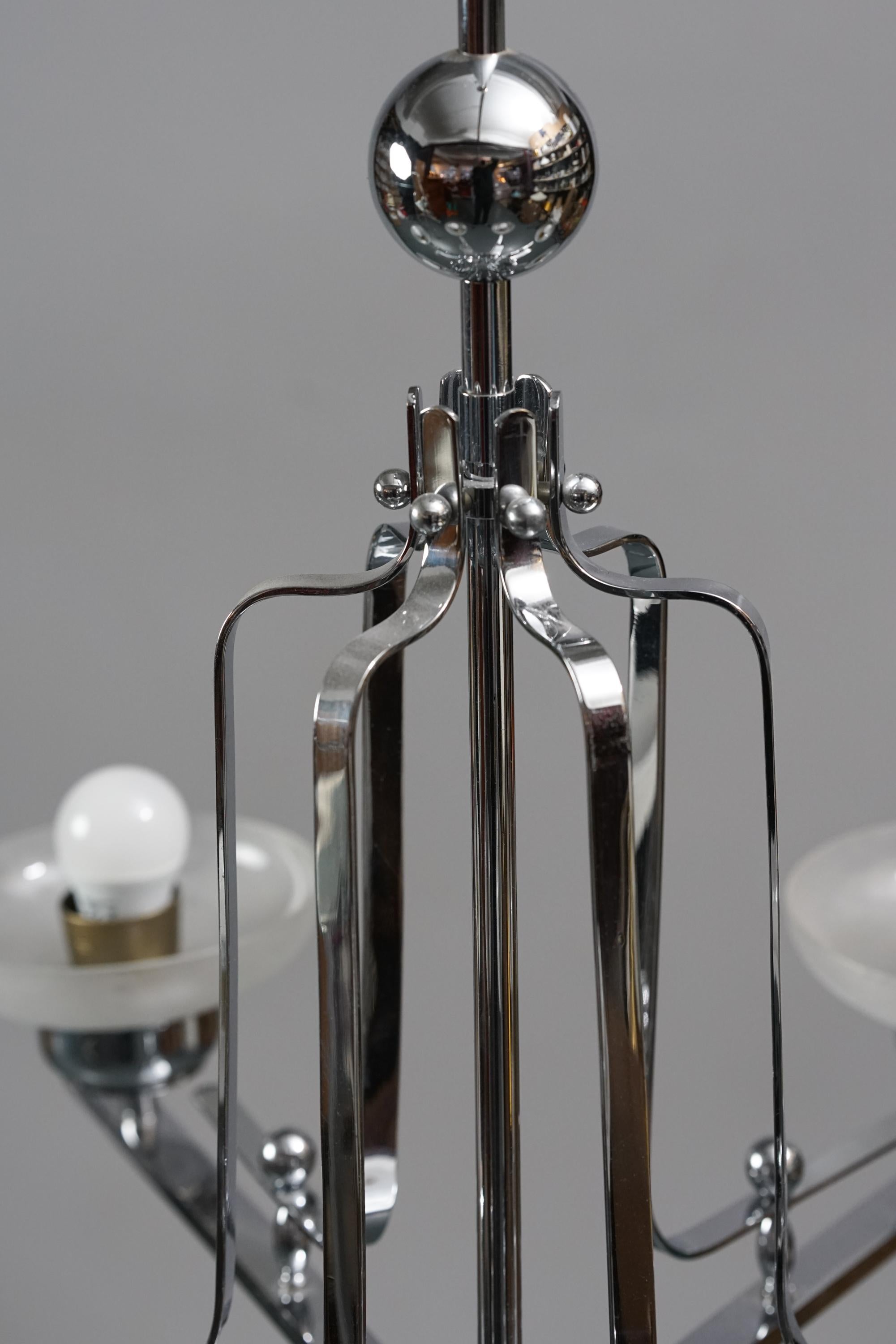 Rara lámpara de araña estilo Paavo Tynell, principios del siglo XX Vidrio opalino en venta